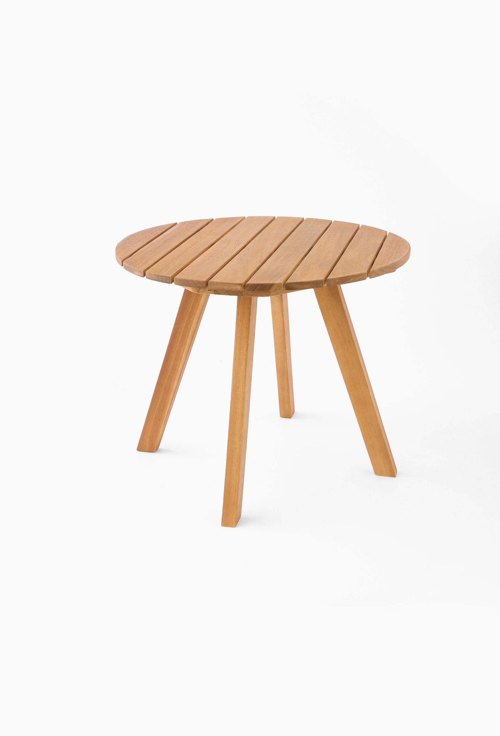 Table basse ronde, 55xH40cm, en bois d'acacia, Beige clair, large image number 0