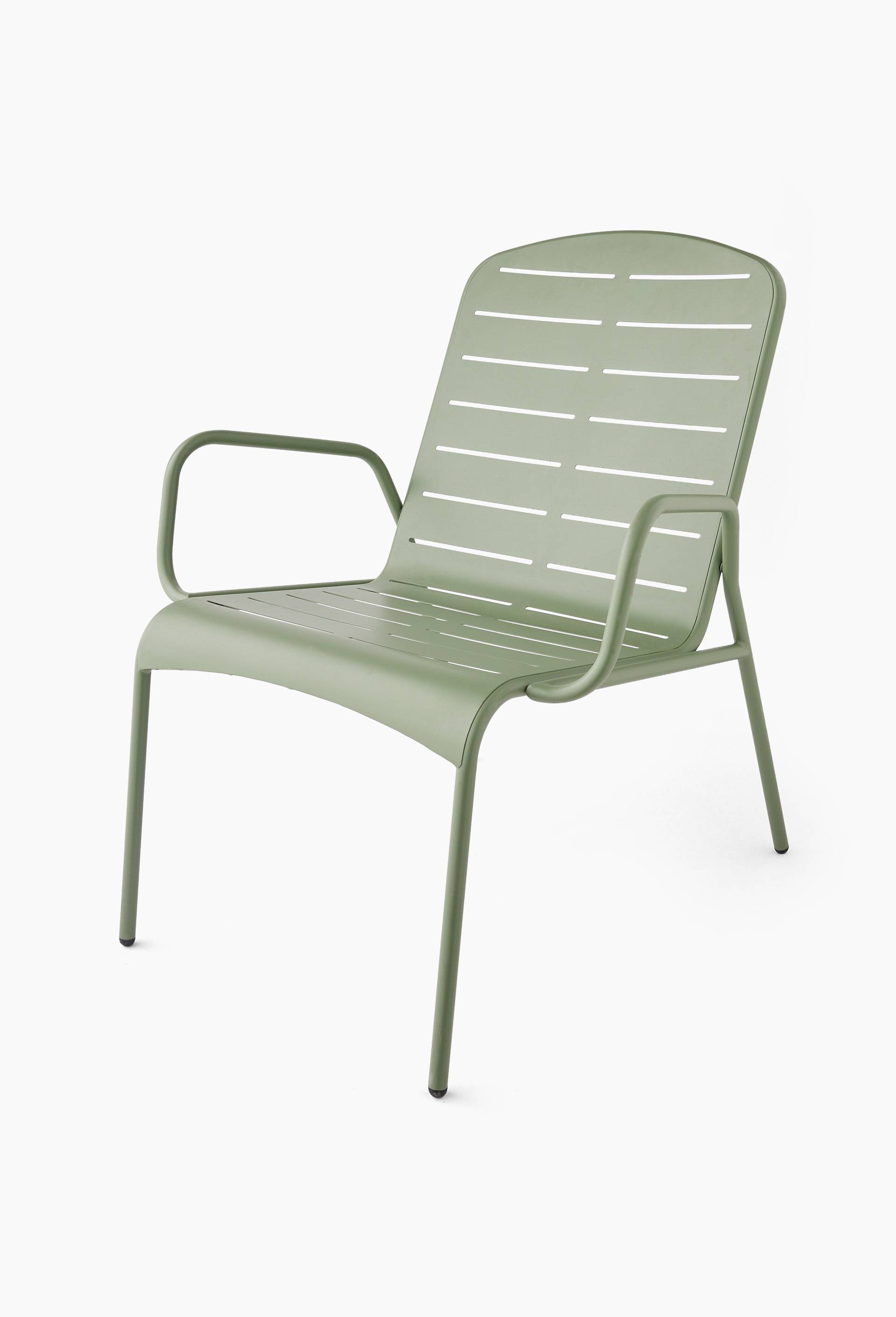 Chaise longue avec accoudoir, 66x74x80cm en m&eacute;tal, Vert, large image number 1
