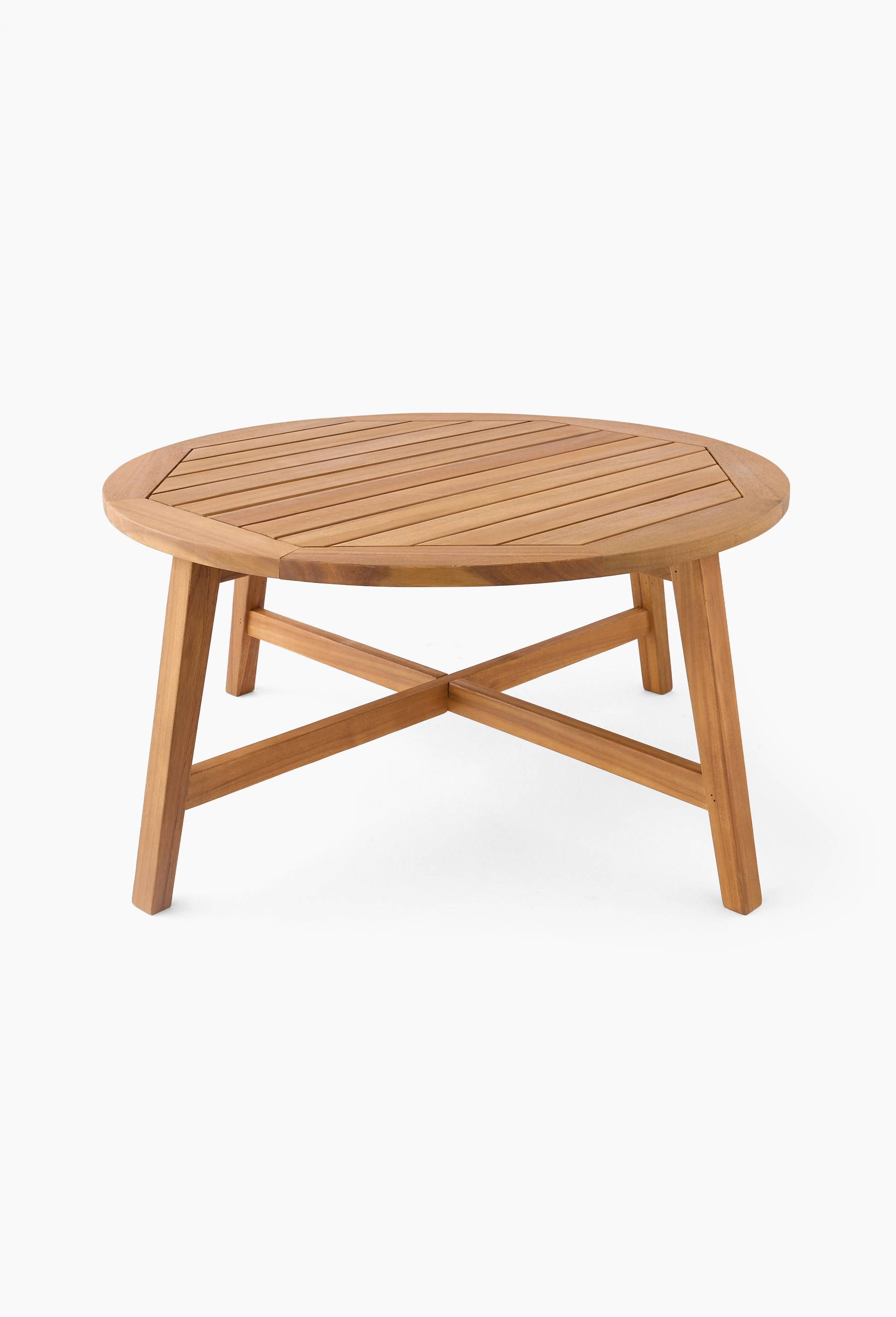 Table basse ronde, 80xH40cm en bois d'acacia, Beige clair, large image number 0