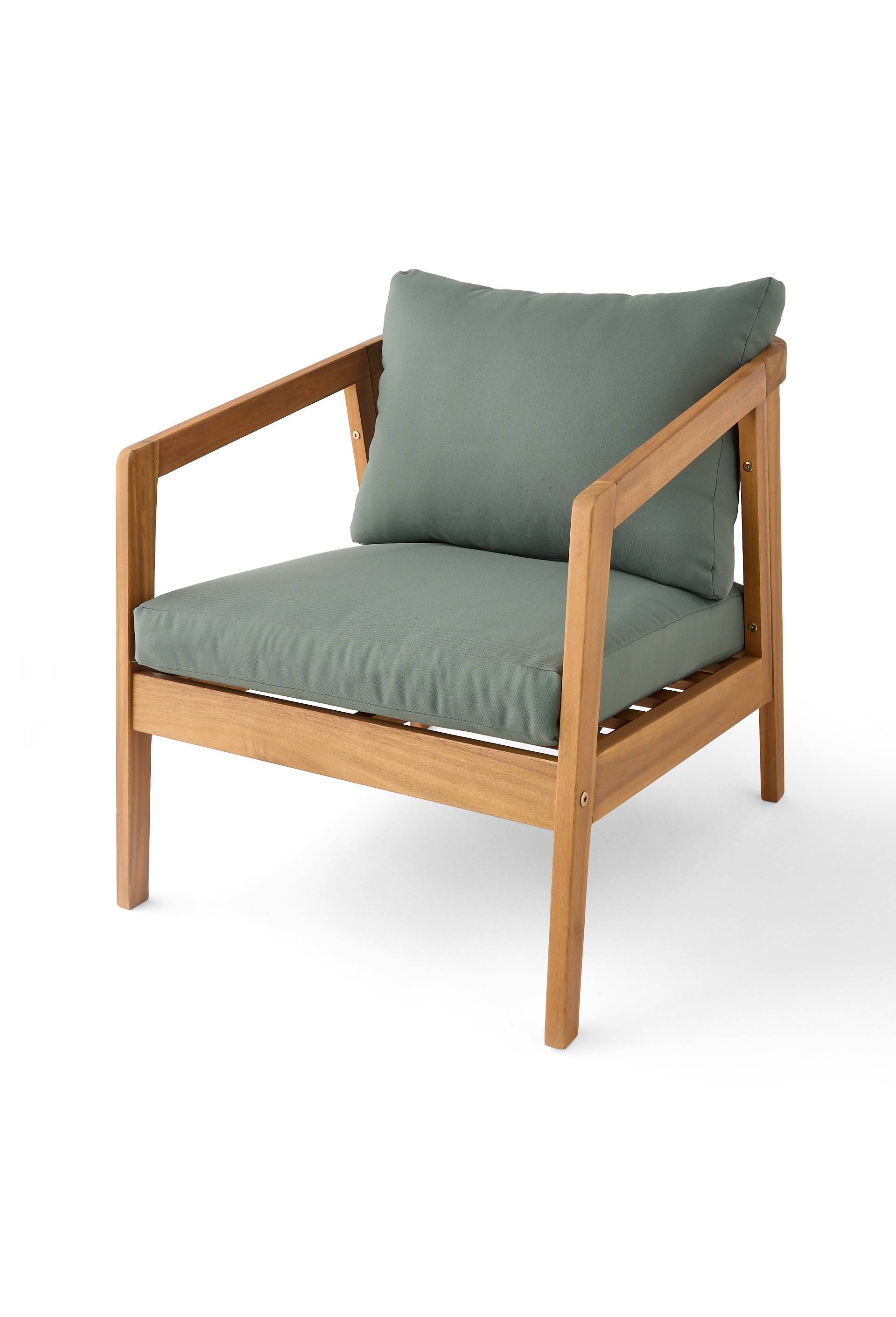 Fauteuil de jardin, 71x61x66cm, en bois d'acacia, Vert, large image number 0