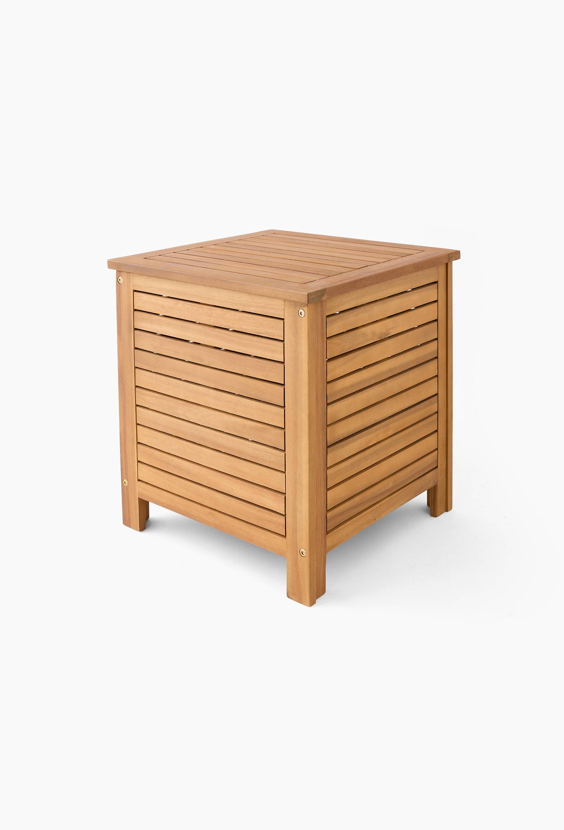 Rangement cube, 45x45x50cm, en bois d'acacia, Beige clair, large image number 0