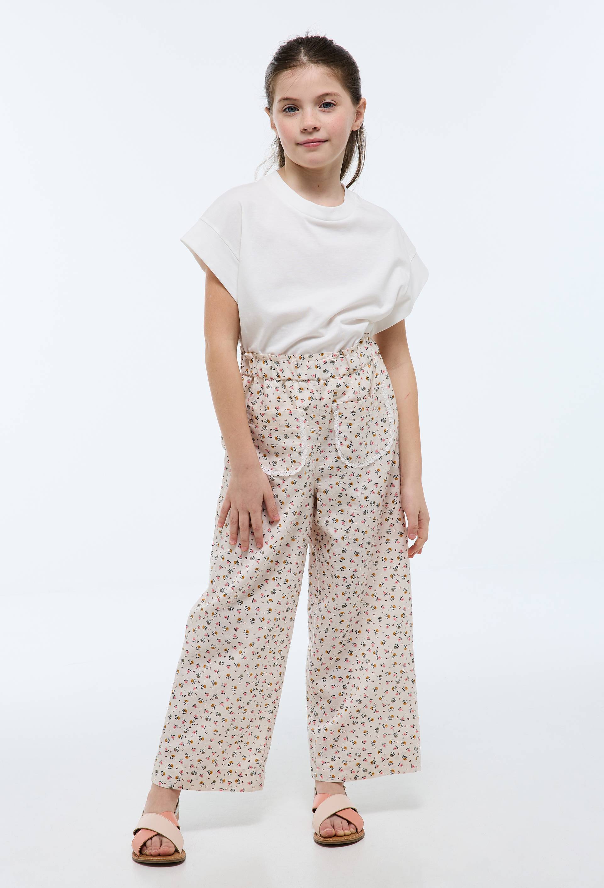 Pantalon droit en lin et coton, Beige clair, large image number 0.0