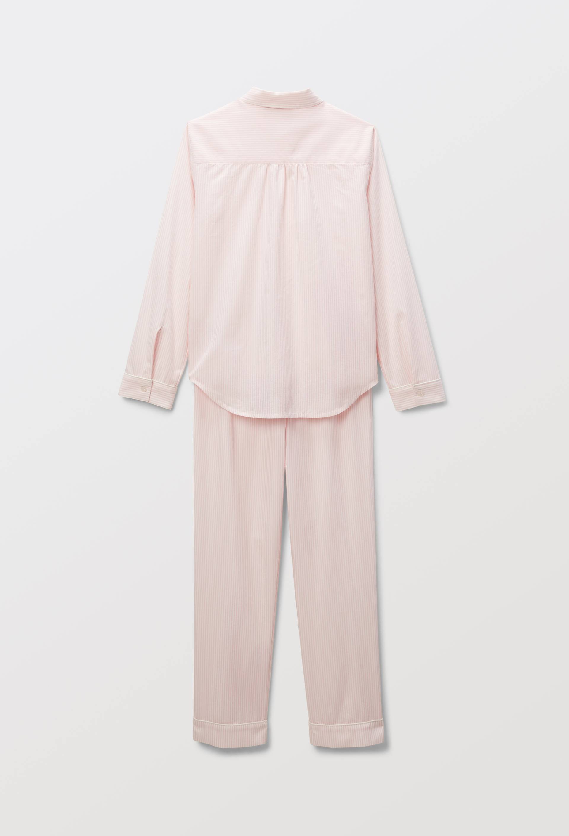 Pyjama manches longues ray&eacute; avec broderie en coton BIO GOTS, Rose clair, large image number 2.0