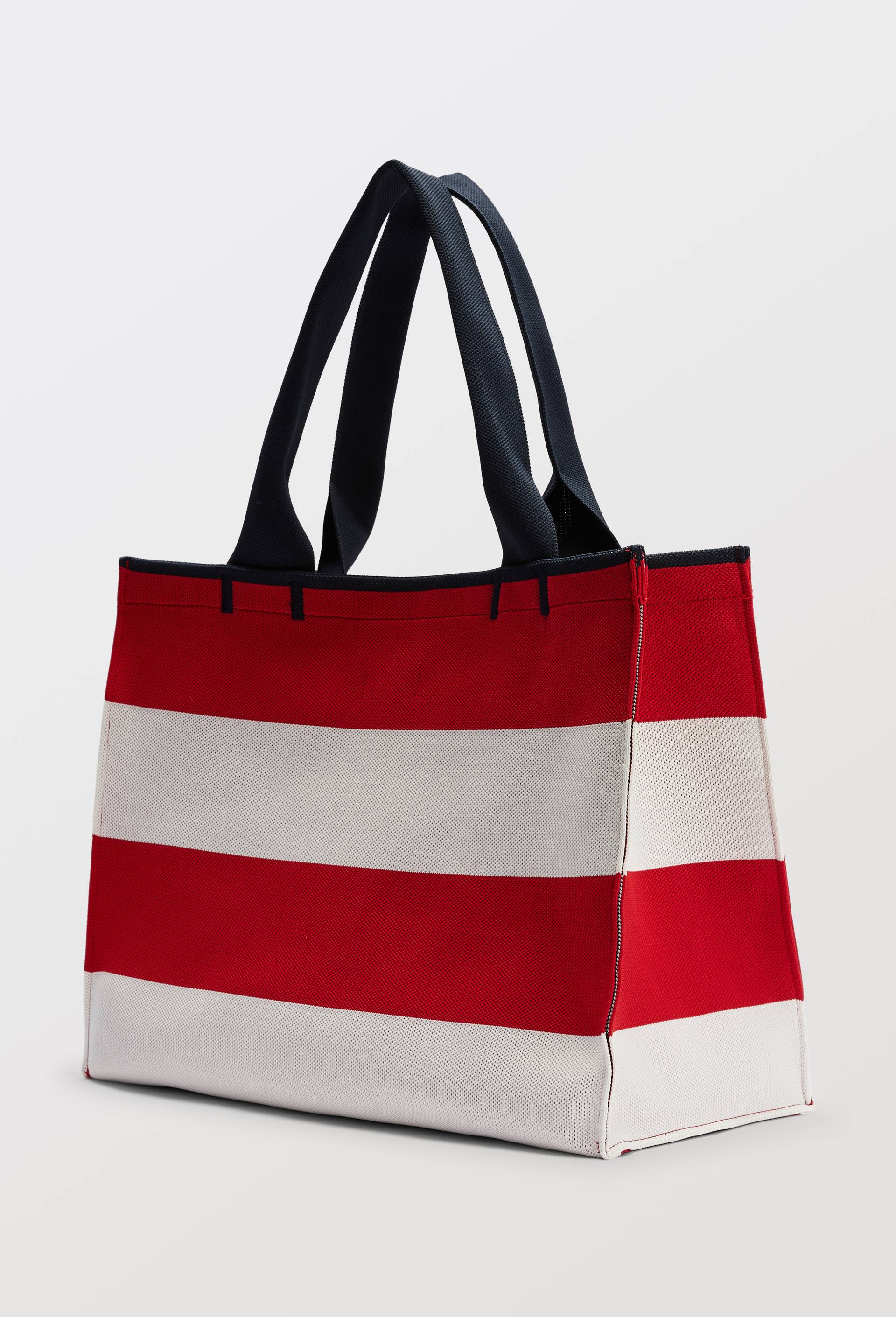Cabas ray&eacute; avec pochette, Rouge, large image number 1