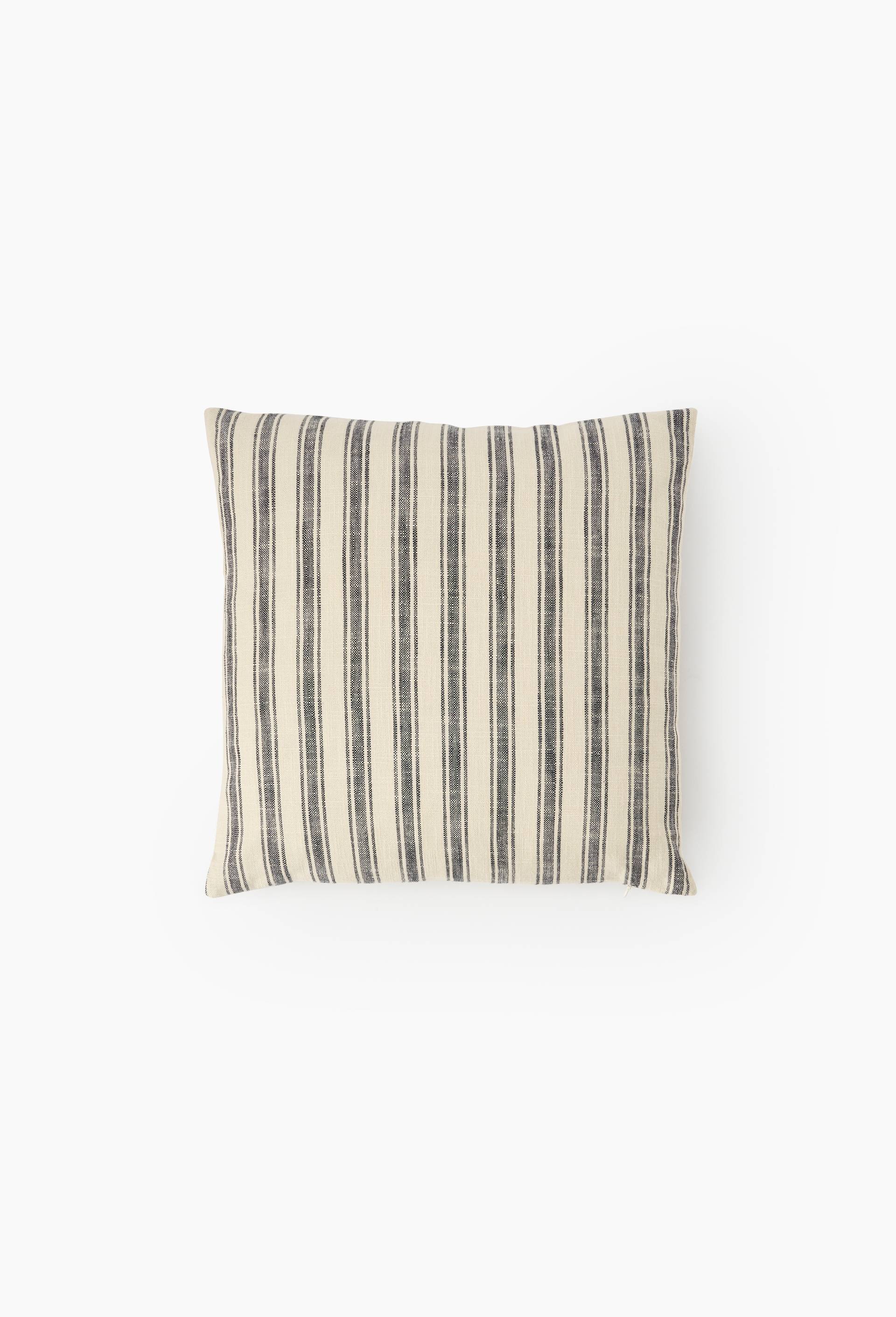 Coussin carr&eacute; fines rayures, 45x45cm, 100% coton, Noir, large image number 0