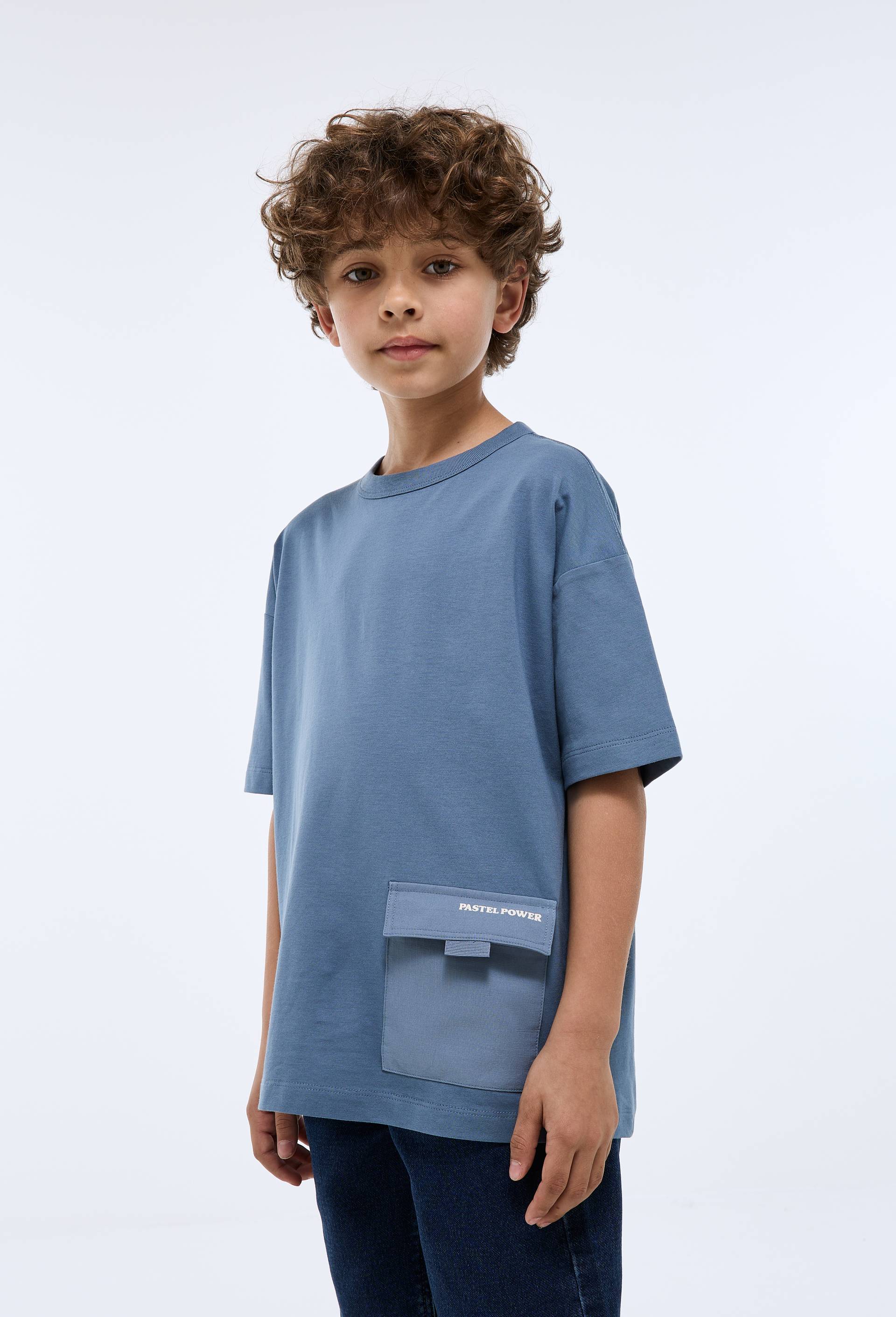 T-shirt manches courtes avec poche en coton BIO GOTS, Bleu fonc&eacute;, large image number 1