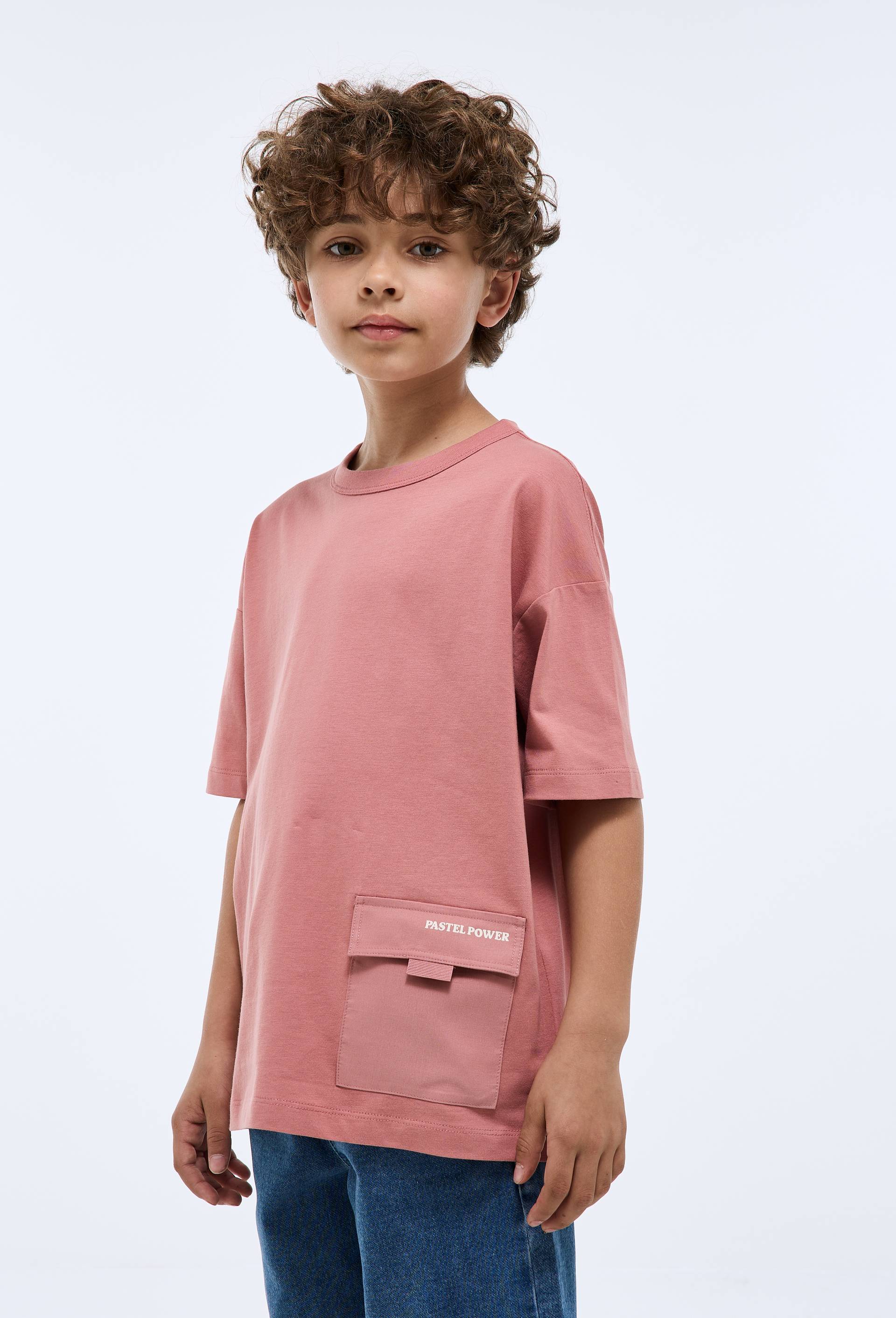T-shirt manches courtes avec poche en coton BIO GOTS, Rose, large image number 0