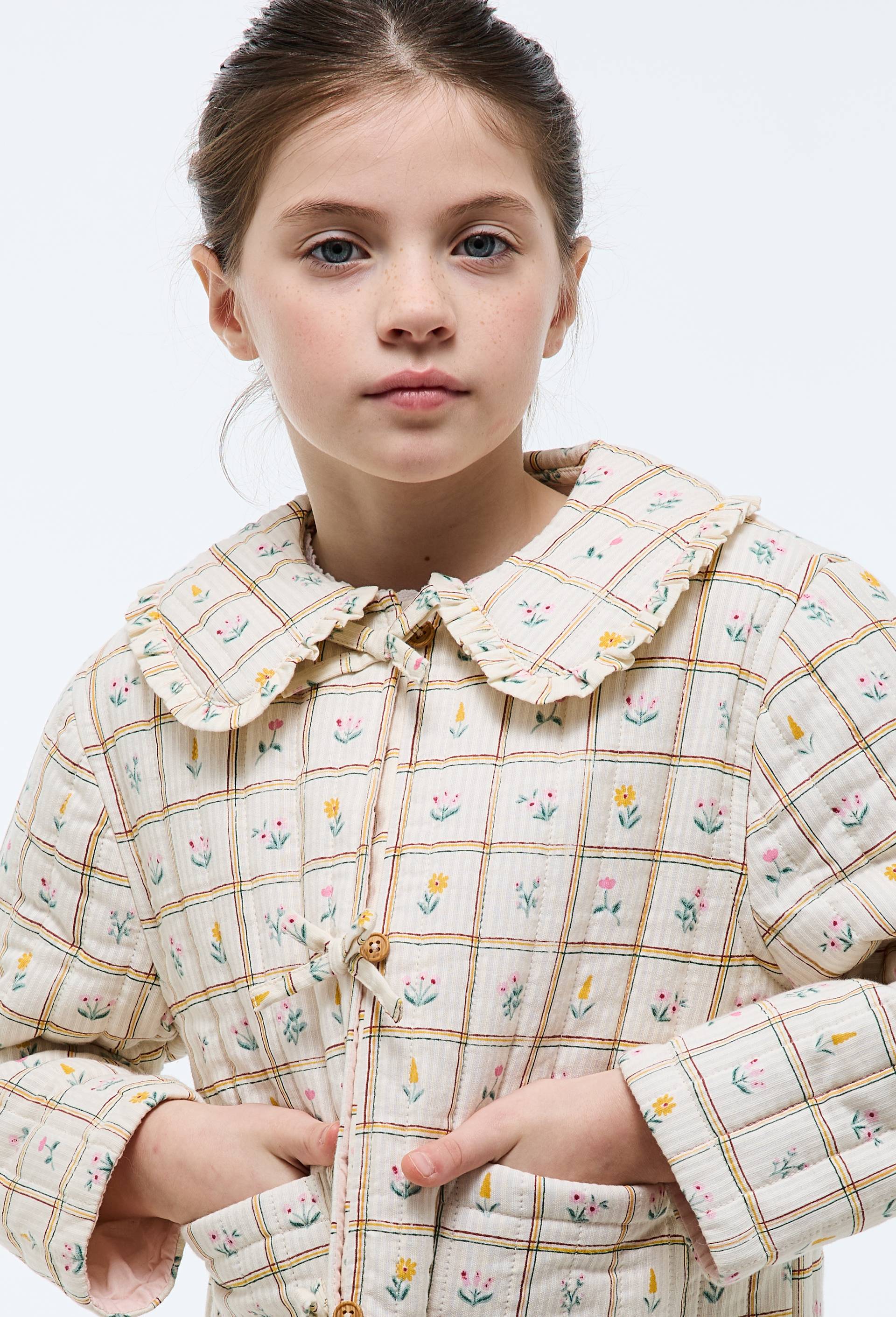 Veste imprim&eacute;e &agrave; petits noeuds en coton, Beige clair, large image number 1