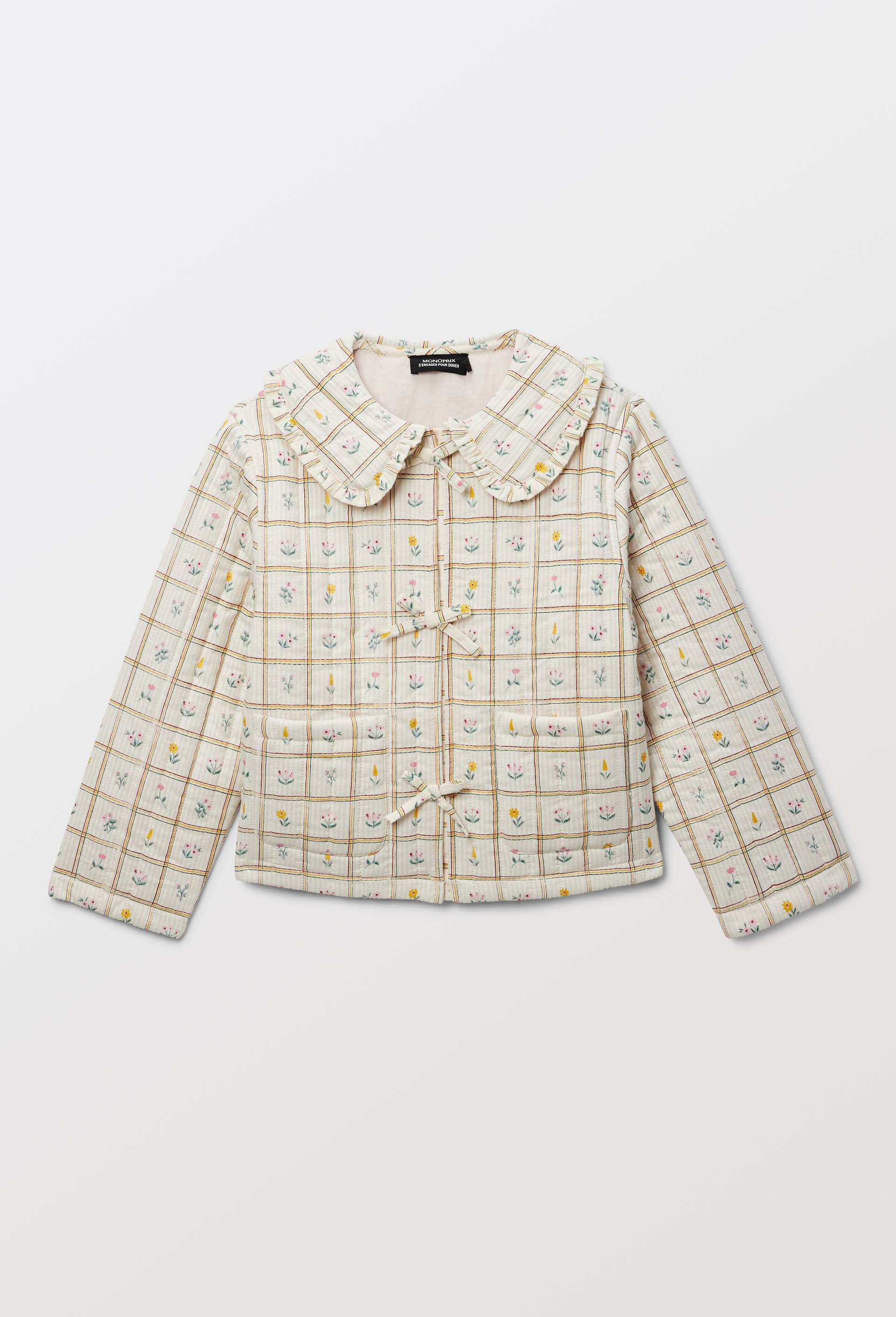 Veste imprim&eacute;e &agrave; petits noeuds en coton, Beige clair, large image number 2