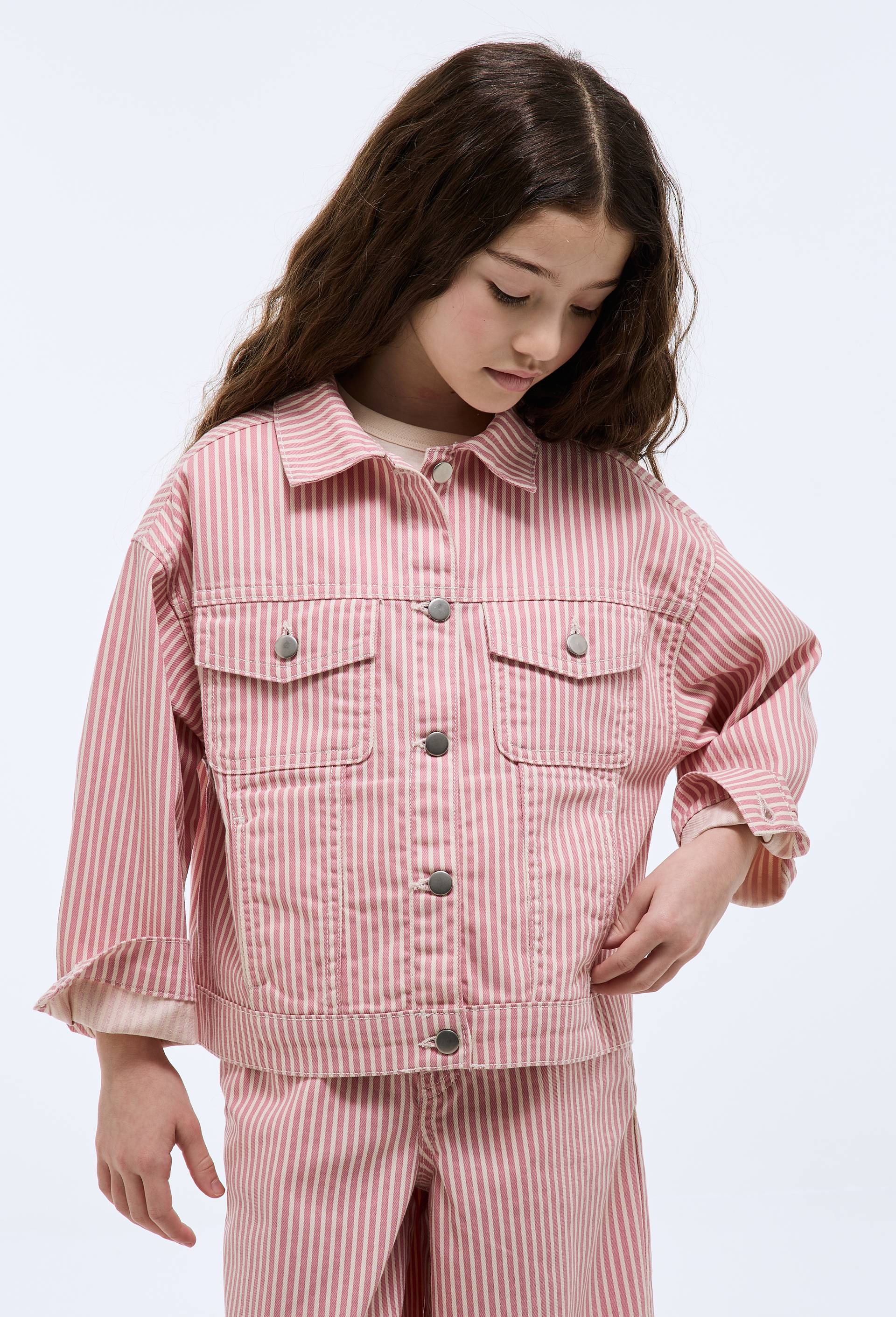 Veste &agrave; rayures en coton, Rose, large image number 1.0