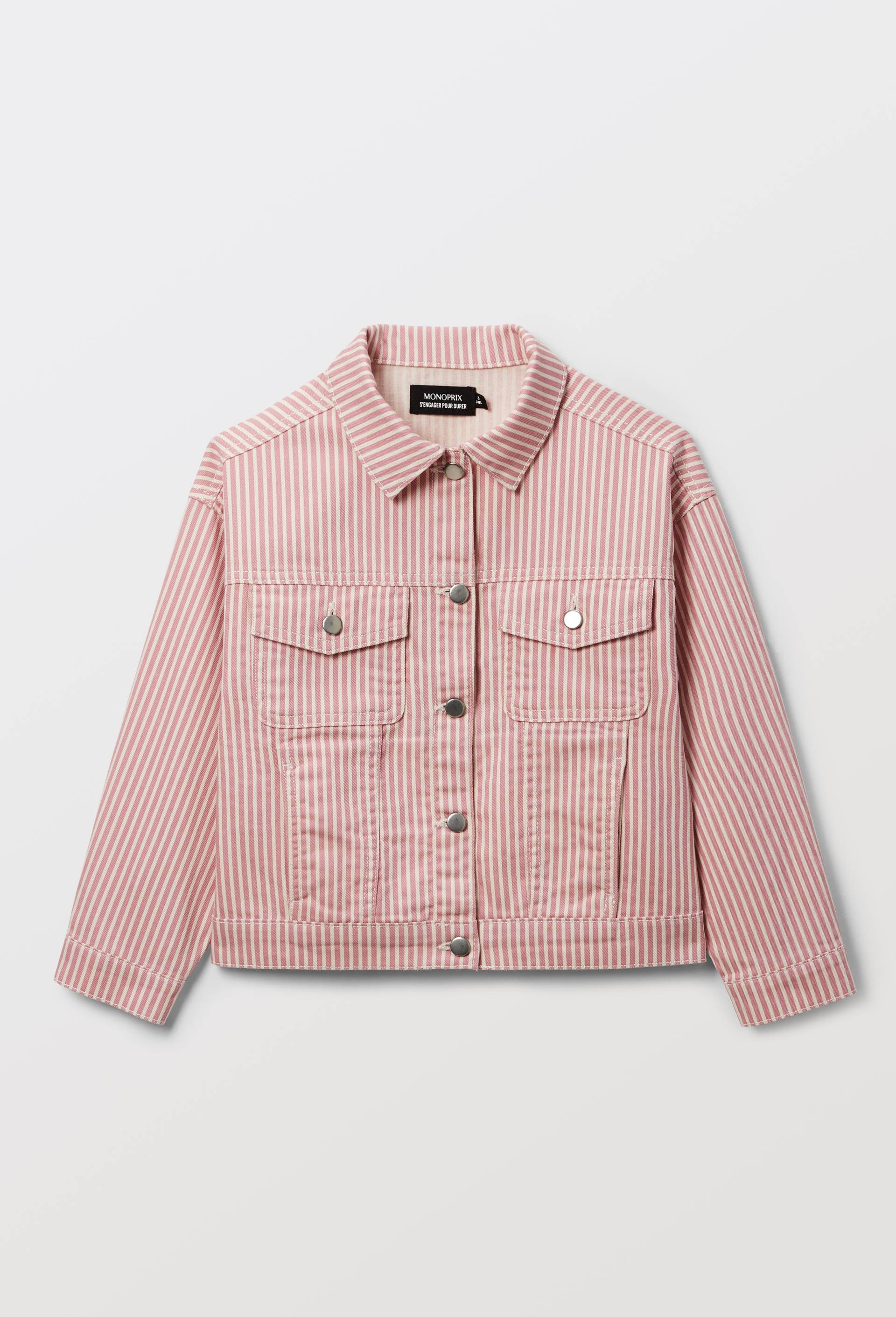 Veste &agrave; rayures en coton, Rose, large image number 2