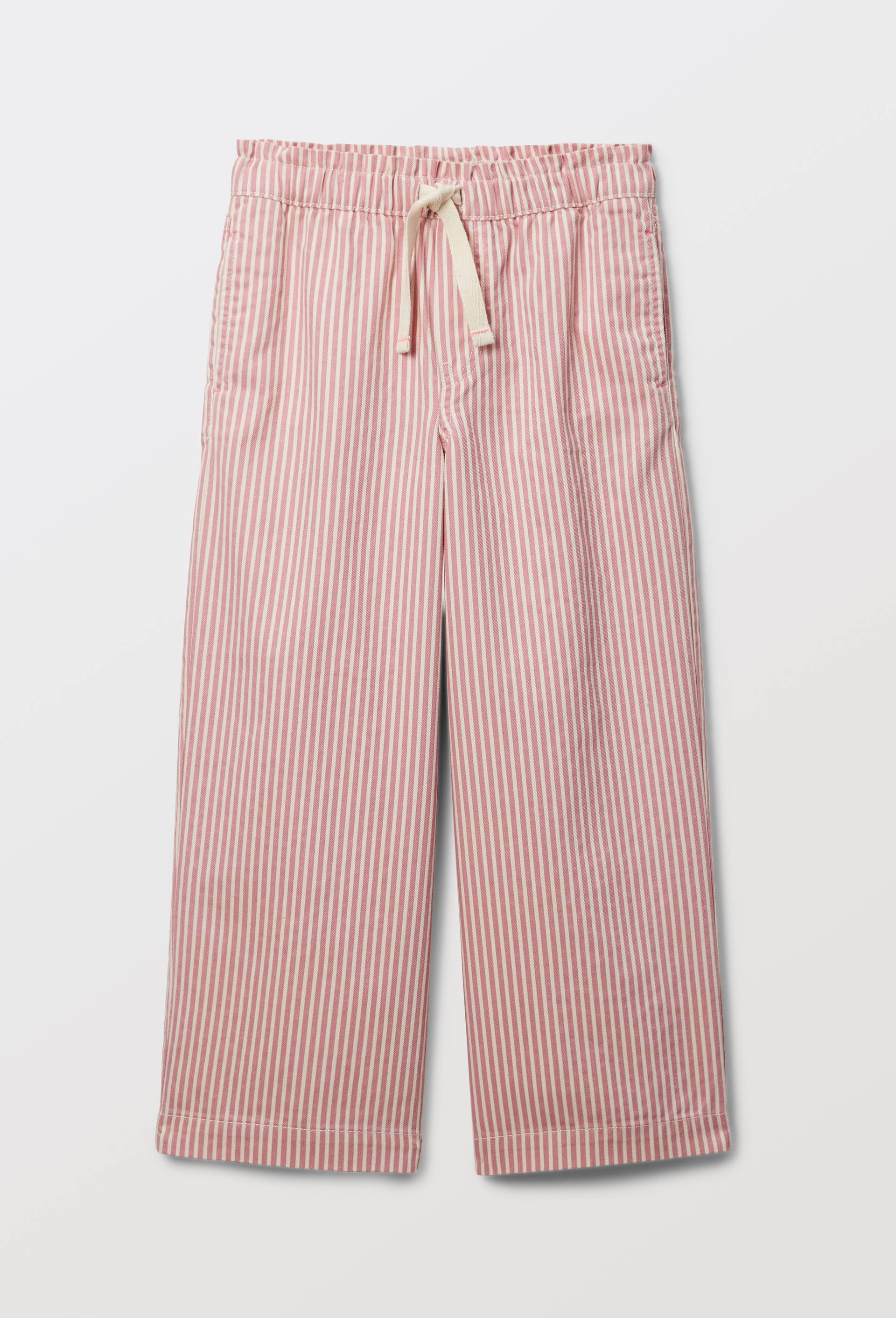 Pantalon ray&eacute; droit en coton, Rose, large image number 2