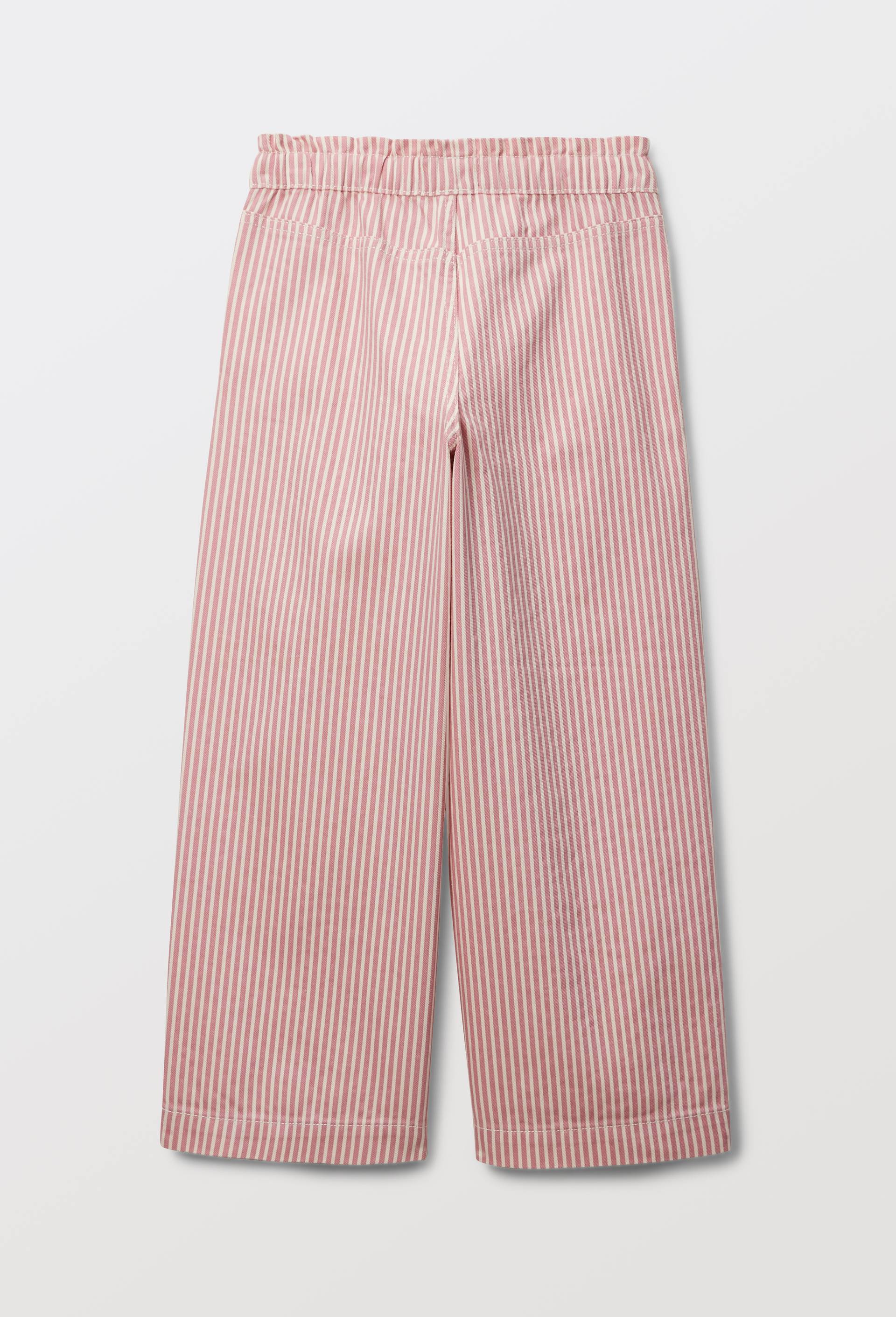Pantalon ray&eacute; droit en coton, Rose, large image number 3
