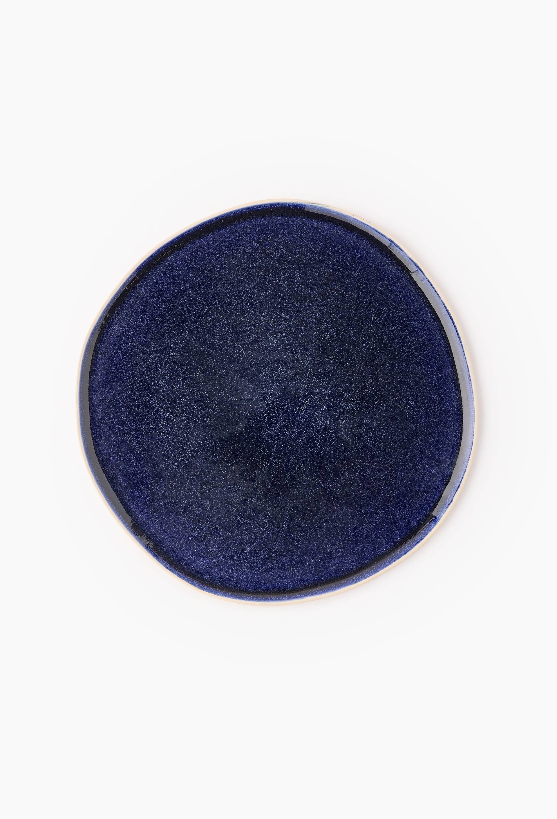 Assiette plate finition r&eacute;active, 27cm, Bleu fonc&eacute;, large image number 0