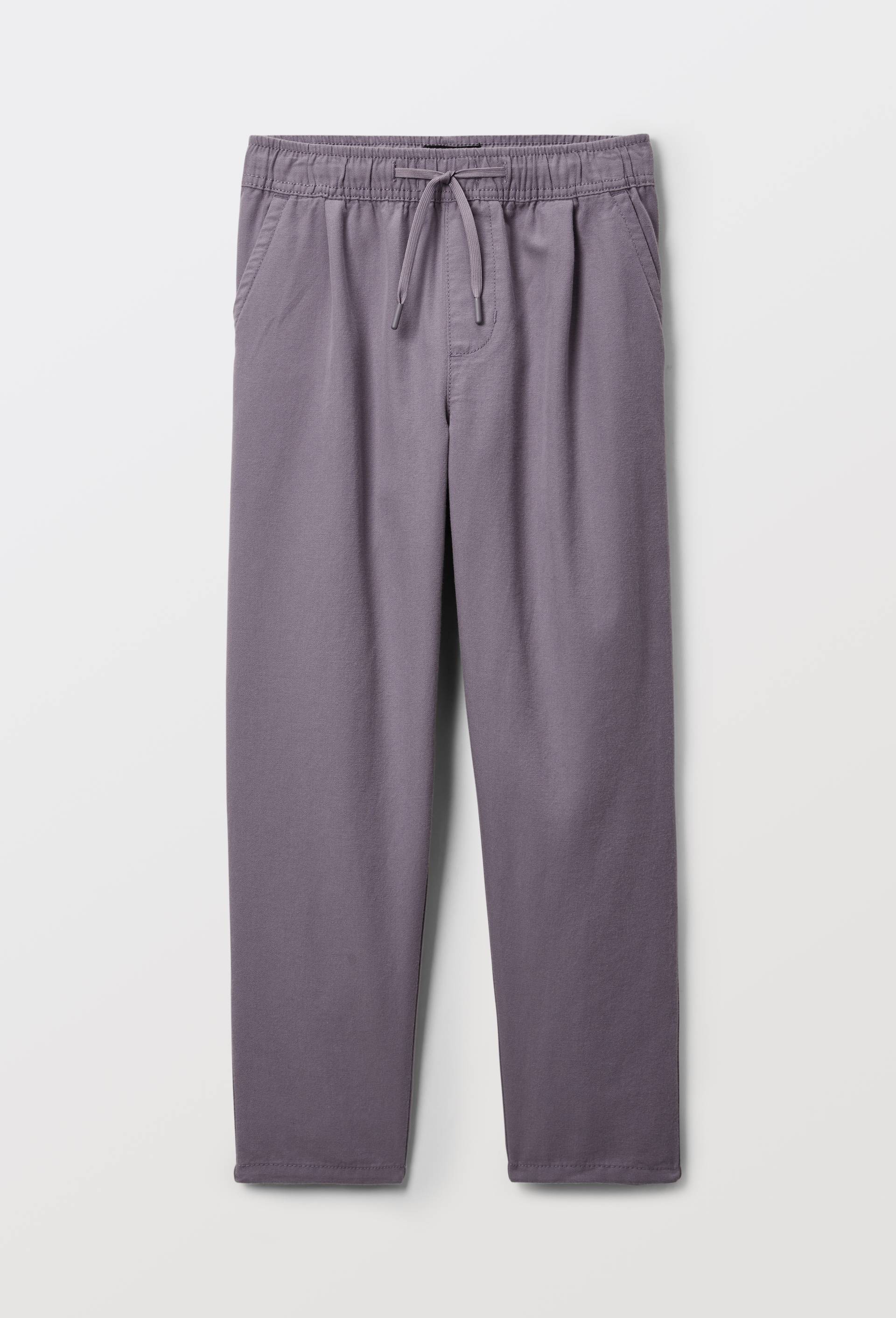 Pantalon taille &eacute;lastiqu&eacute;e uni contient du coton, Violet, large image number 3.0