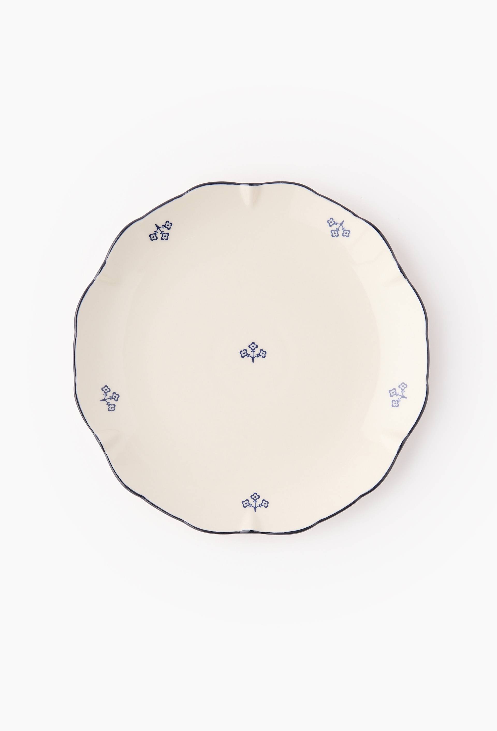 Assiette plate finition imprim&eacute;e, 26cm, Bleu fonc&eacute;, large image number 0