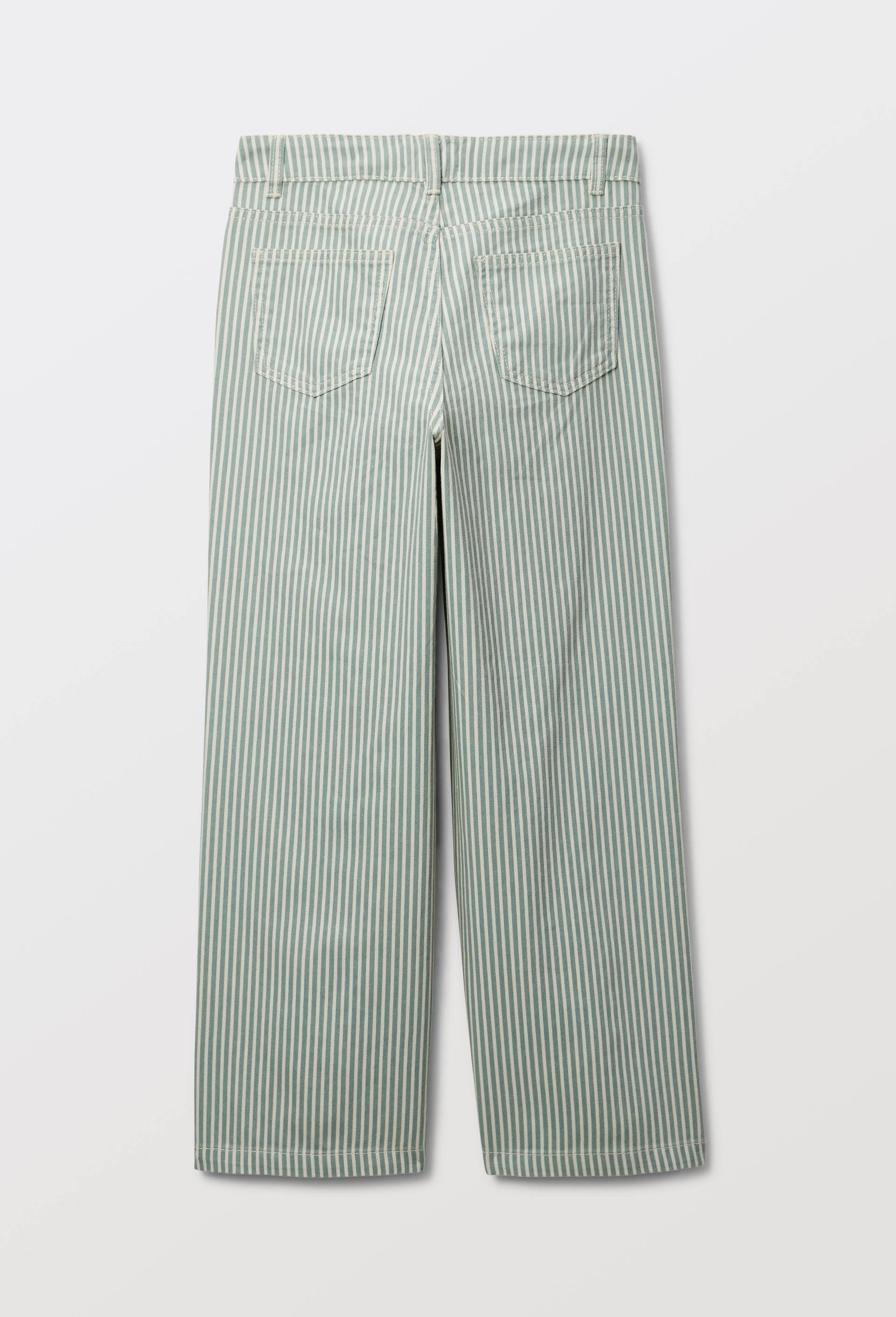 Pantalon ray&eacute; droit en coton, Vert clair, large image number 3