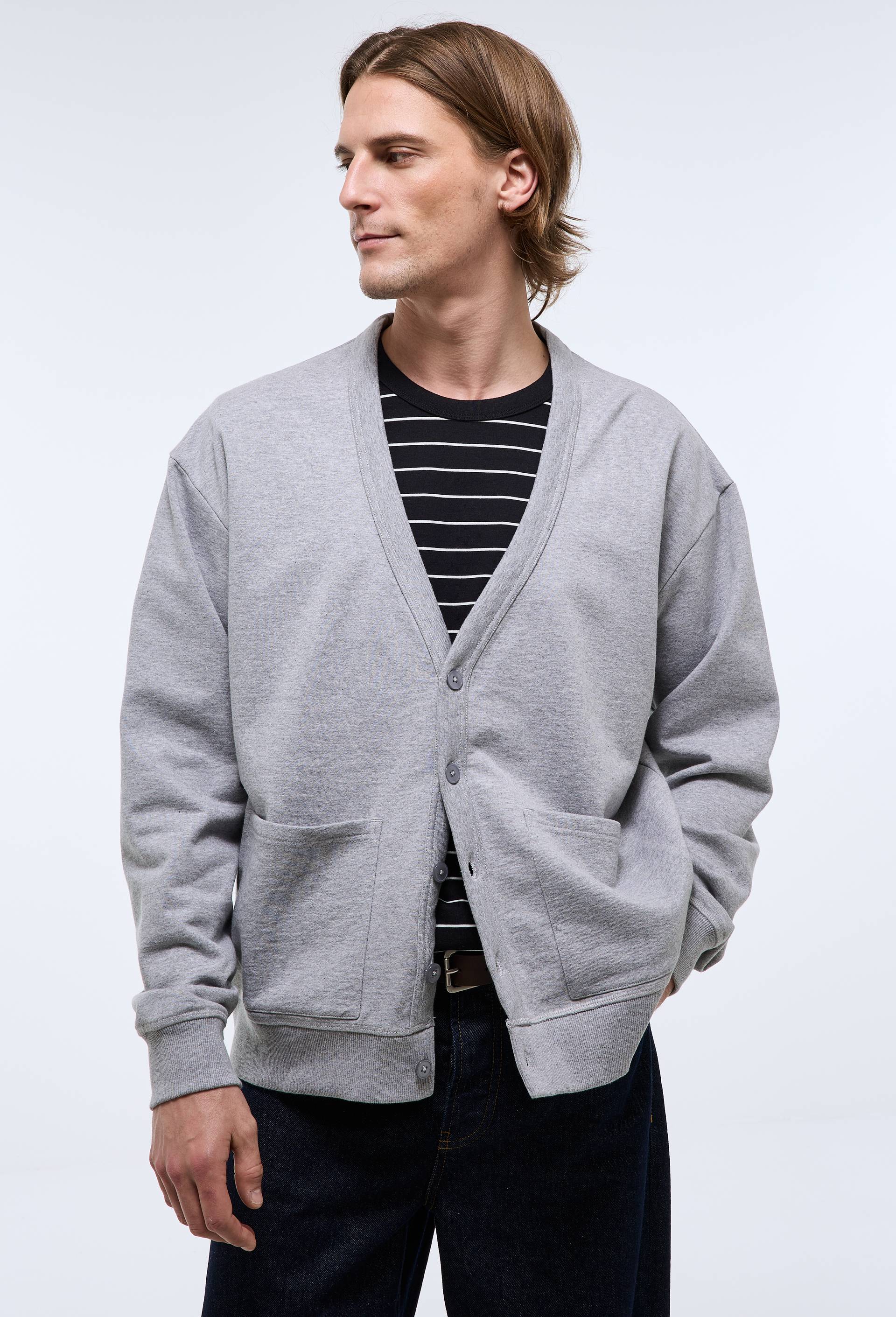 Gilet molleton en coton bio GOTS, Gris, large image number 1.0