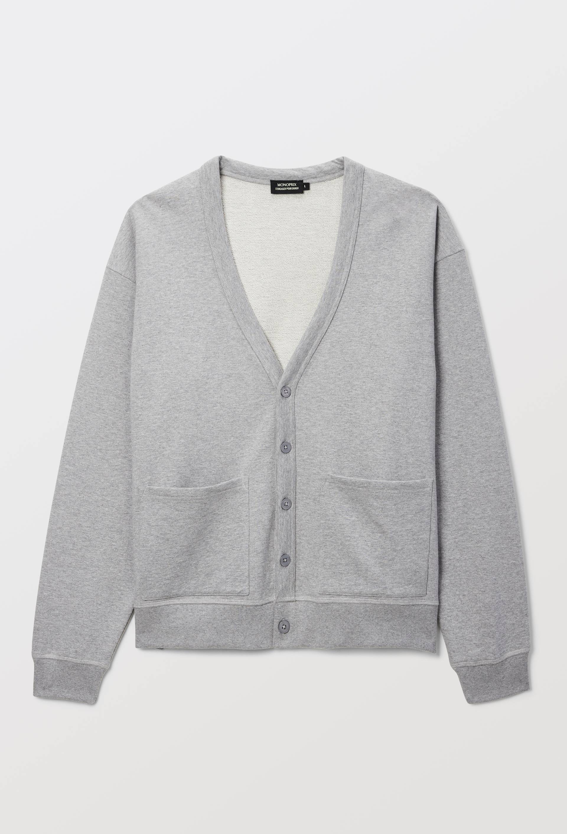 Gilet molleton en coton bio GOTS, Gris, large image number 4.0