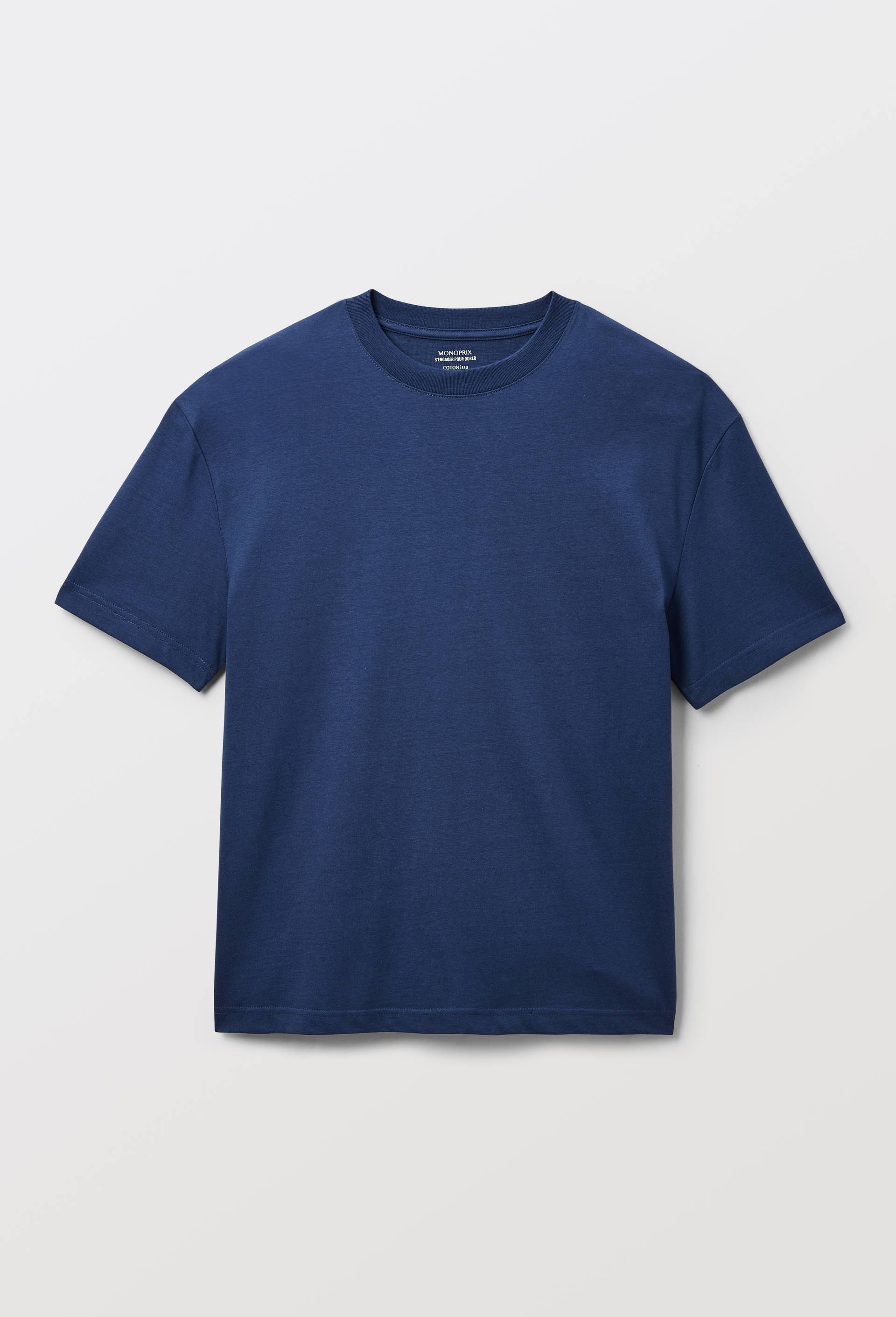 T-shirt &agrave; manches courtes uni en coton BIO, Bleu fonc&eacute;, large image number 3