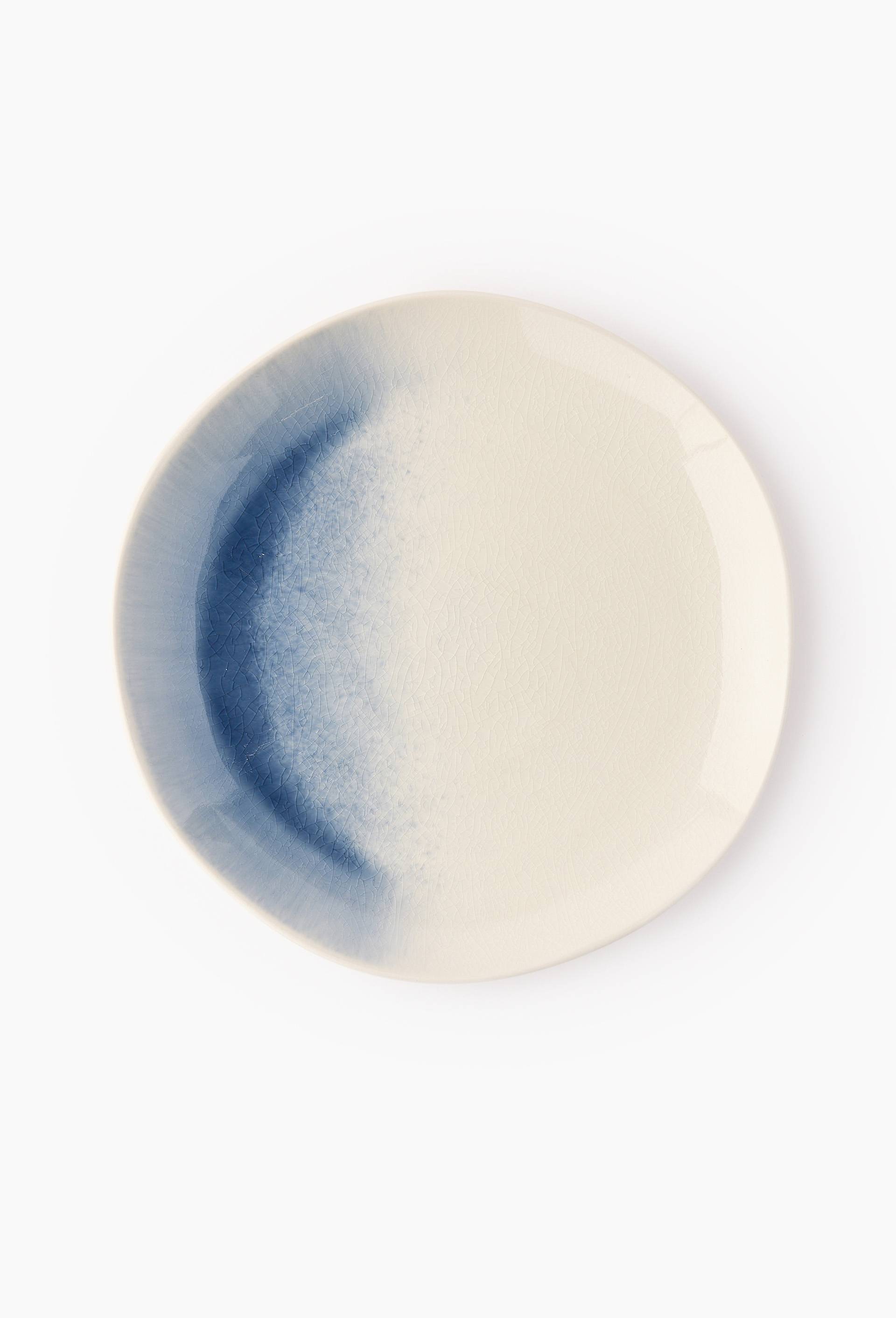 Assiette plate finition craquel&eacute;e, 27cm, Bleu fonc&eacute;, large image number 0.0
