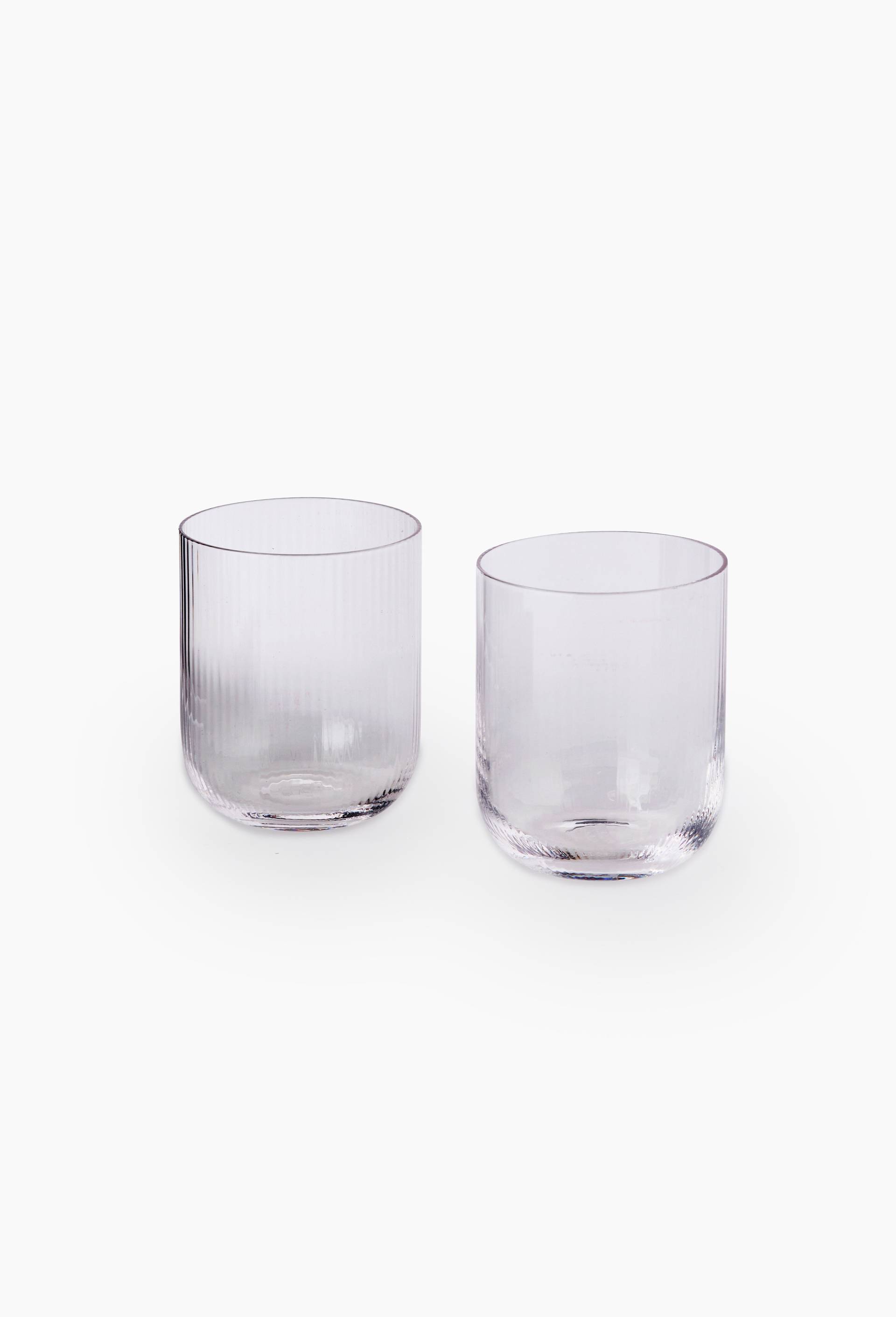Lot de 2 - Verres &agrave; eau finition stri&eacute;e, 23cl, Transparent, large image number 0.0