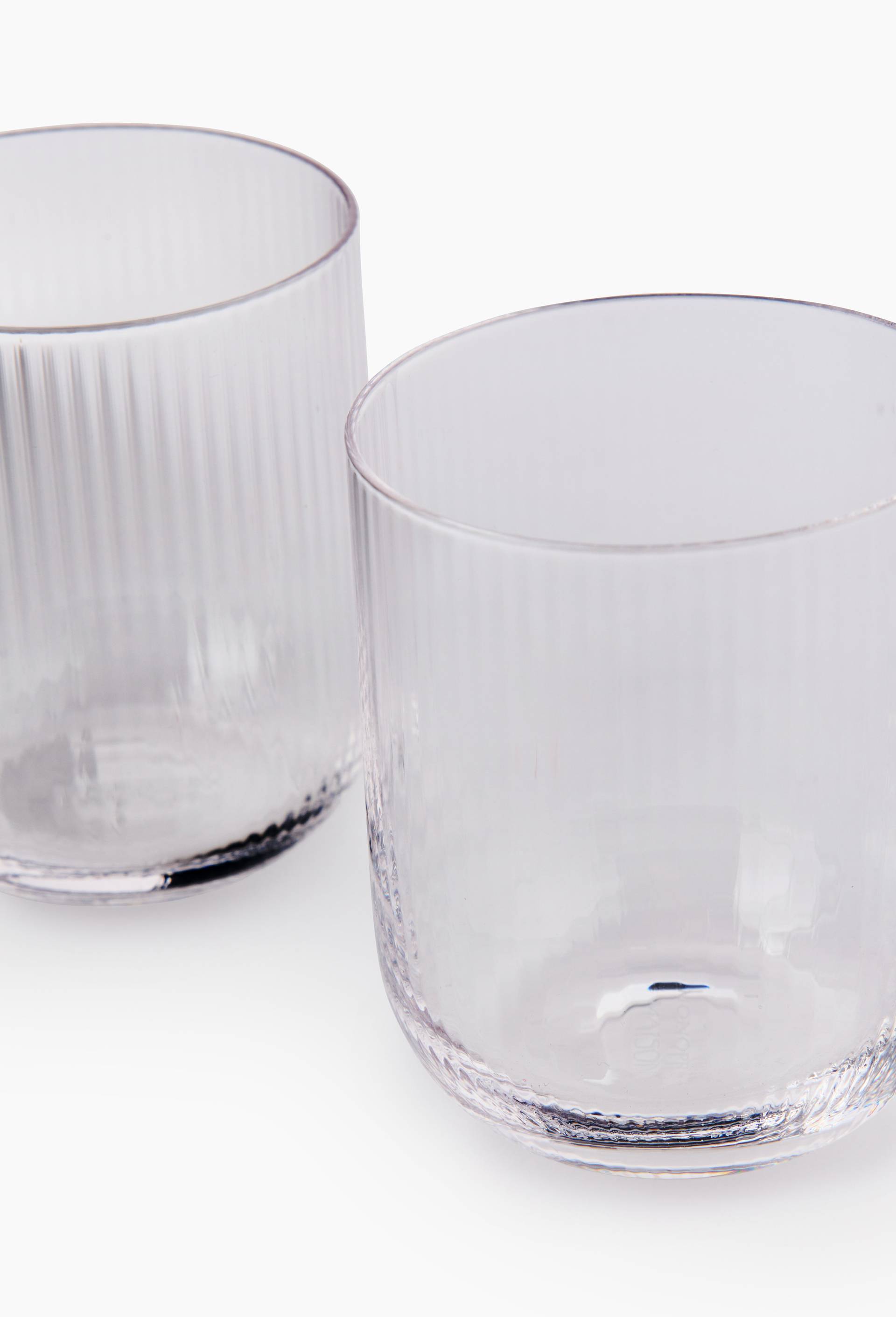 Lot de 2 - Verres &agrave; eau finition stri&eacute;e, 23cl, Transparent, large image number 1.0