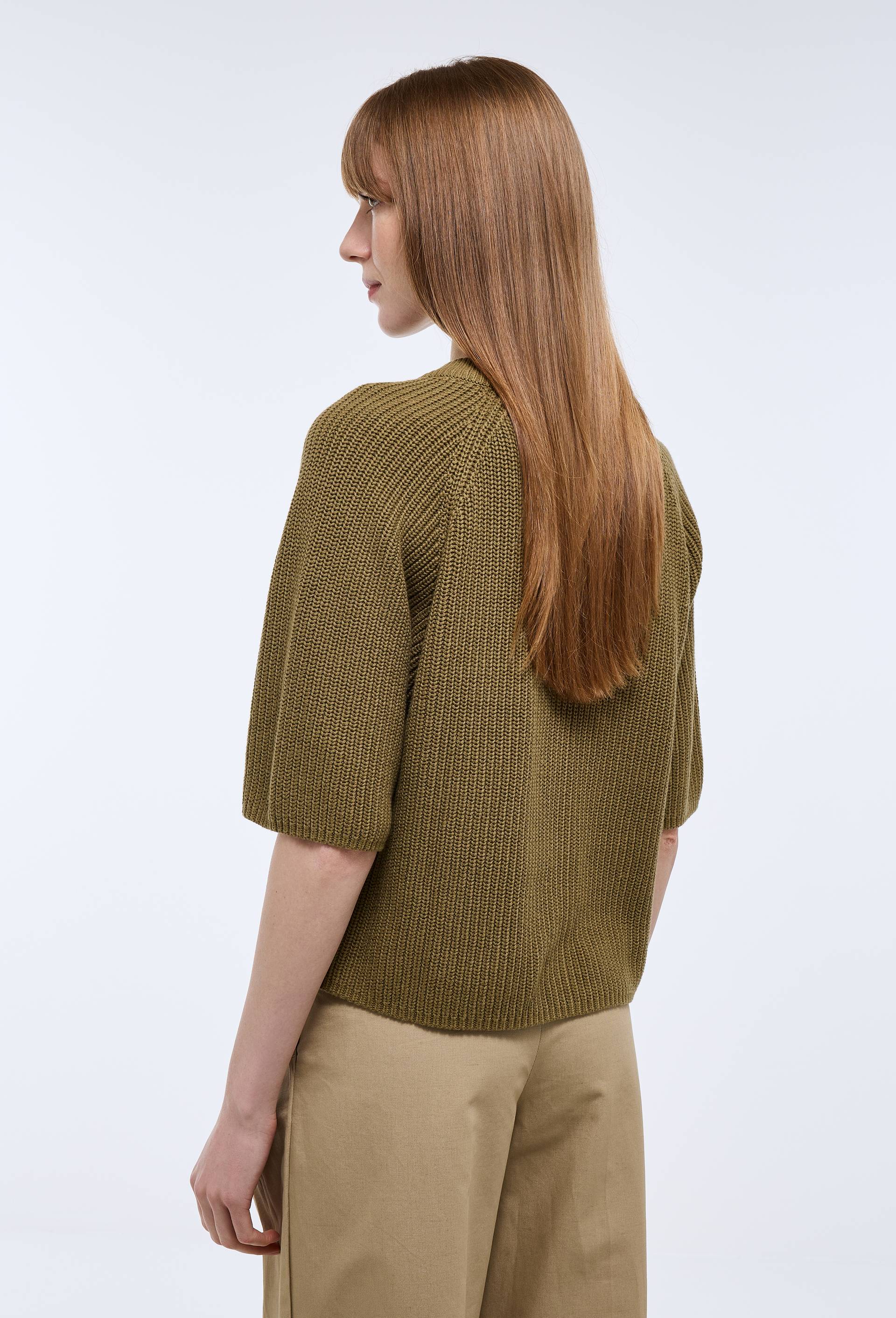PULL MANCHES COUDES, Vert fonc&eacute;, large image number 1.0