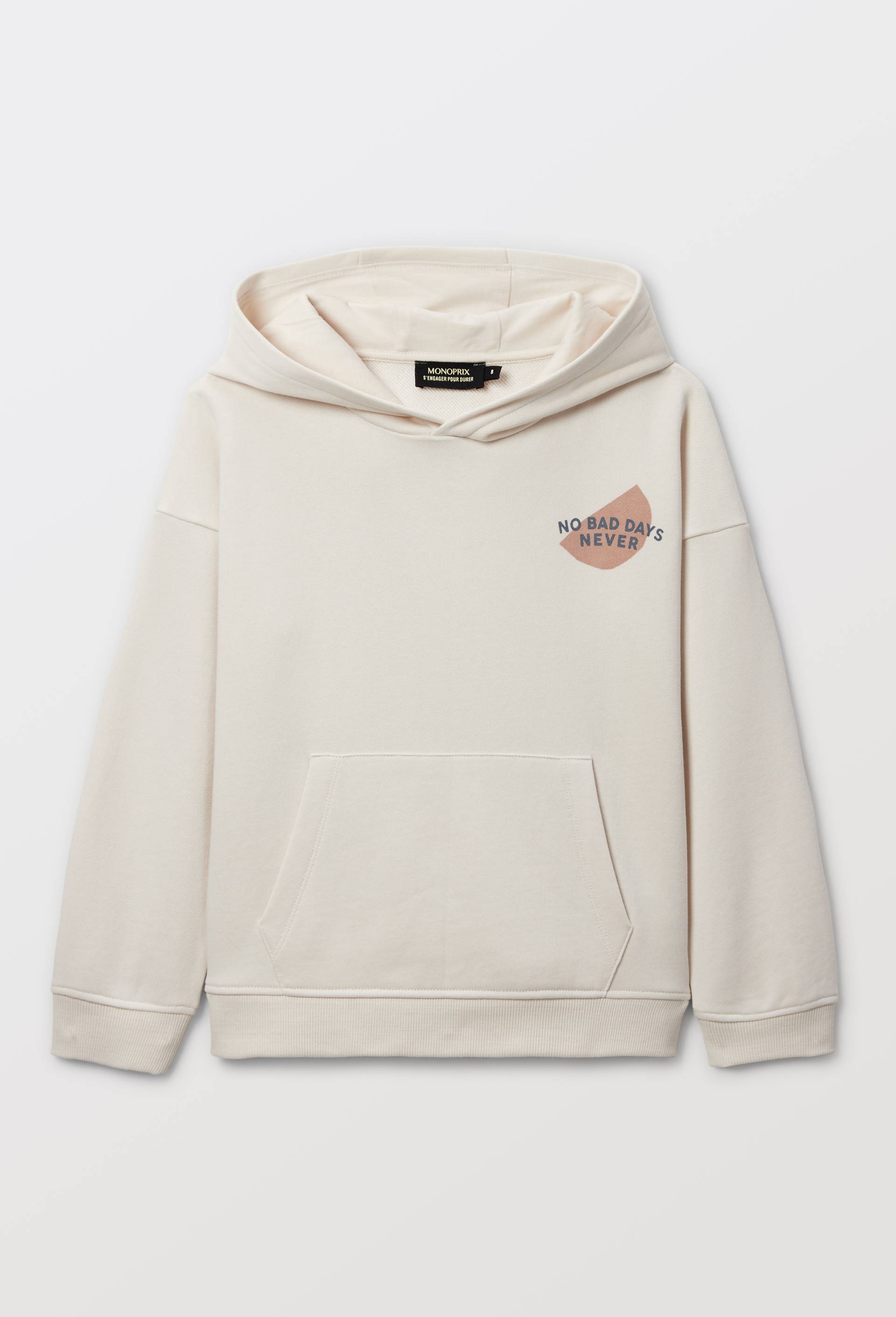 Sweat &agrave; capuche imprim&eacute; en coton BIO GOTS, Beige clair, large image number 2.0
