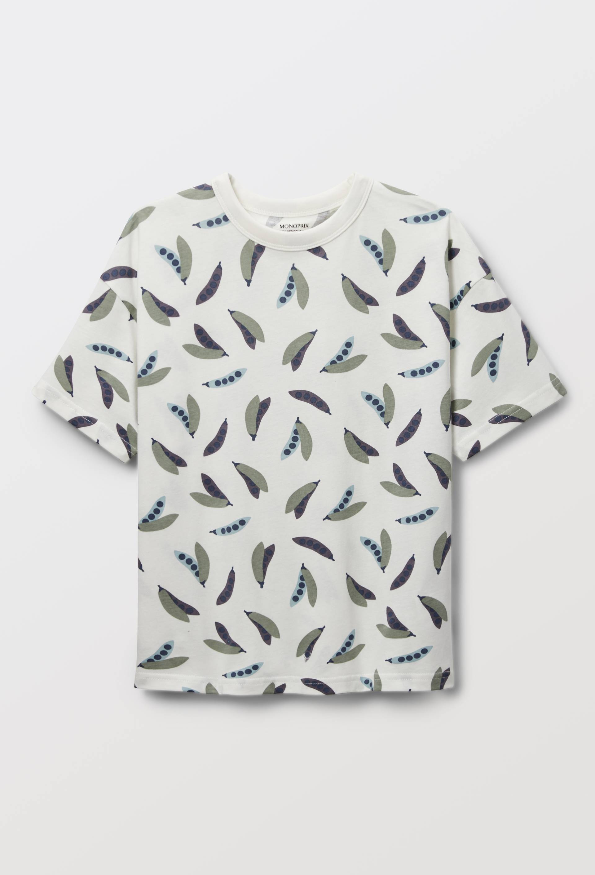 T-shirt manches courtes imprim&eacute; en coton BIO GOTS, Ecru, large image number 1.0