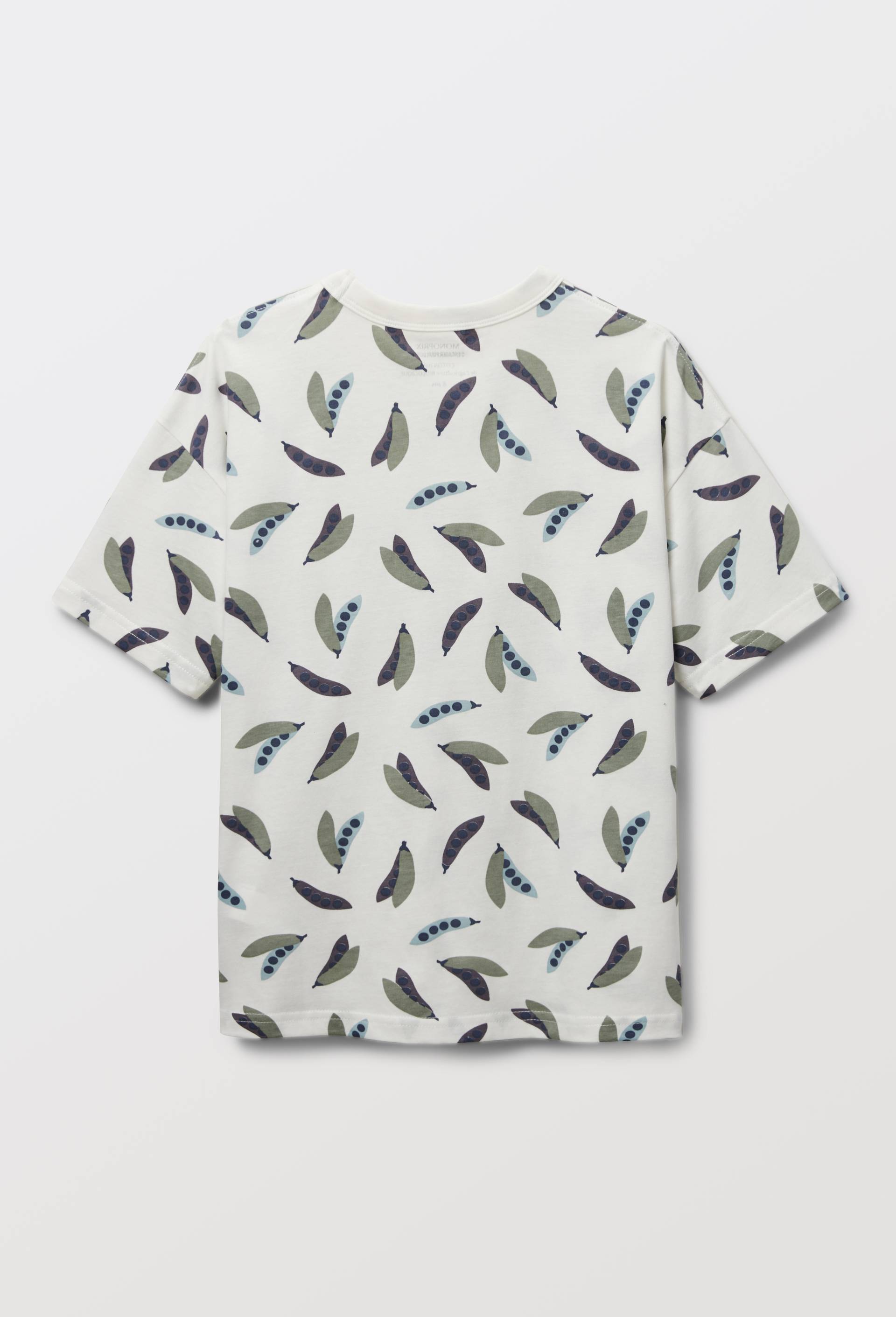 T-shirt manches courtes imprim&eacute; en coton BIO GOTS, Ecru, large image number 2.0