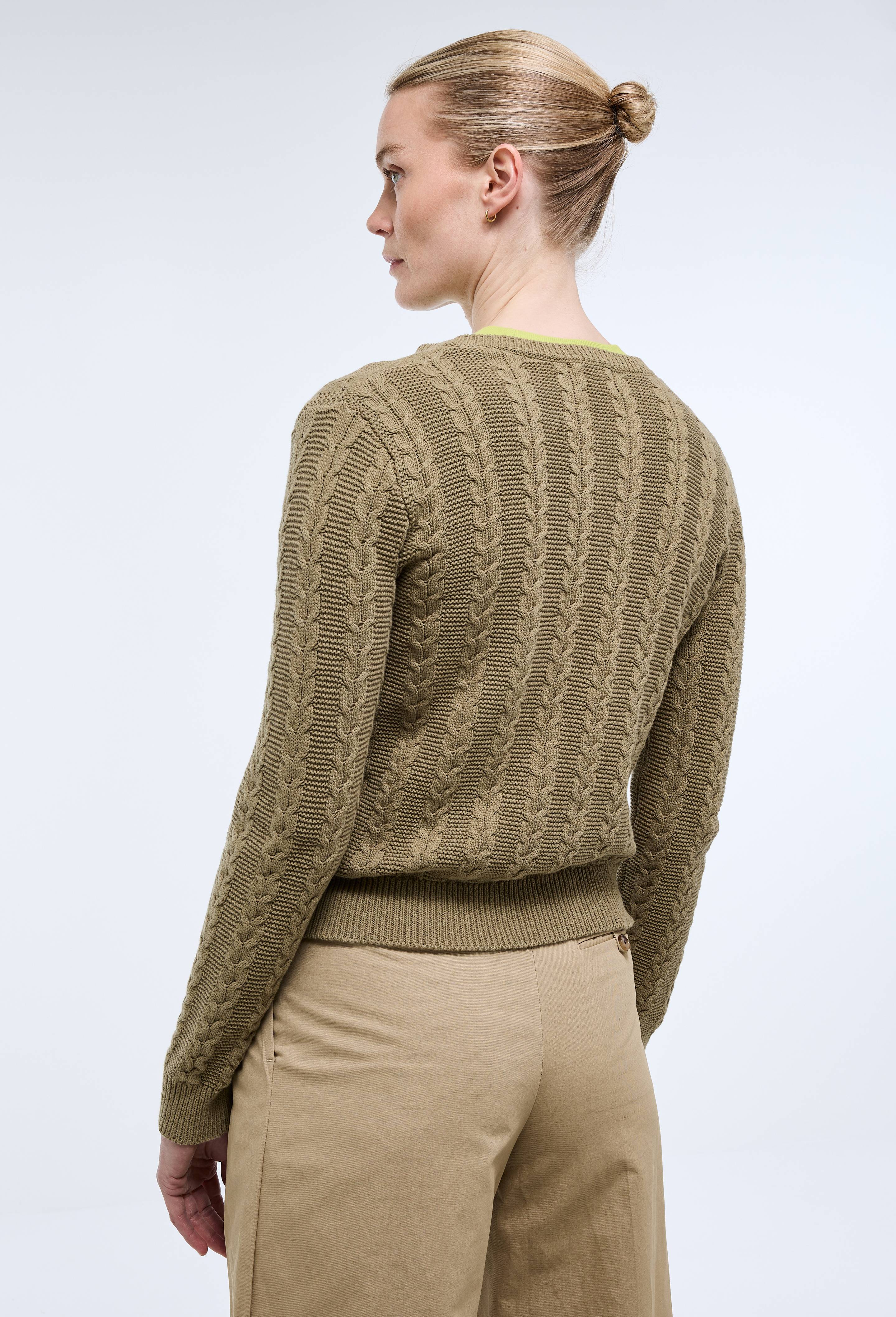 Pull boutonn&eacute; en coton BIO, Vert fonc&eacute;, large image number 2