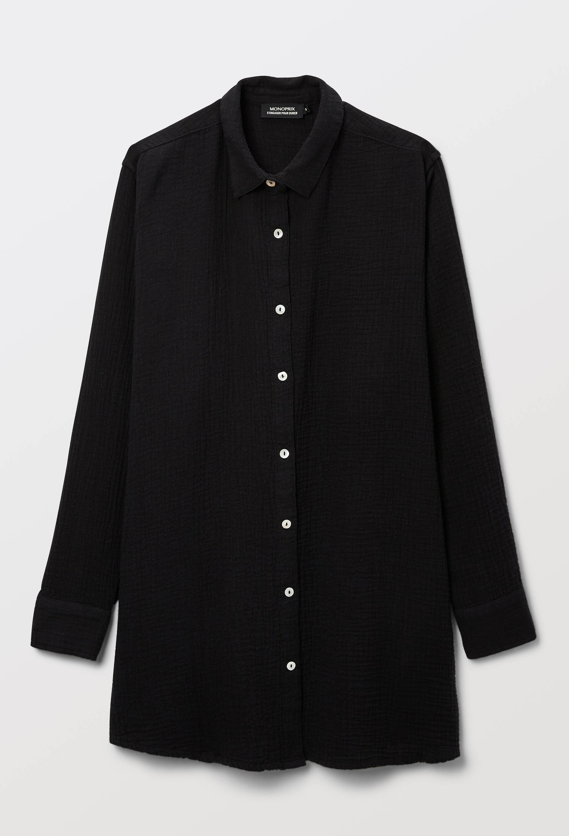 Chemise de plage en gaze de coton BIO GOTS, Noir, large image number 2.0