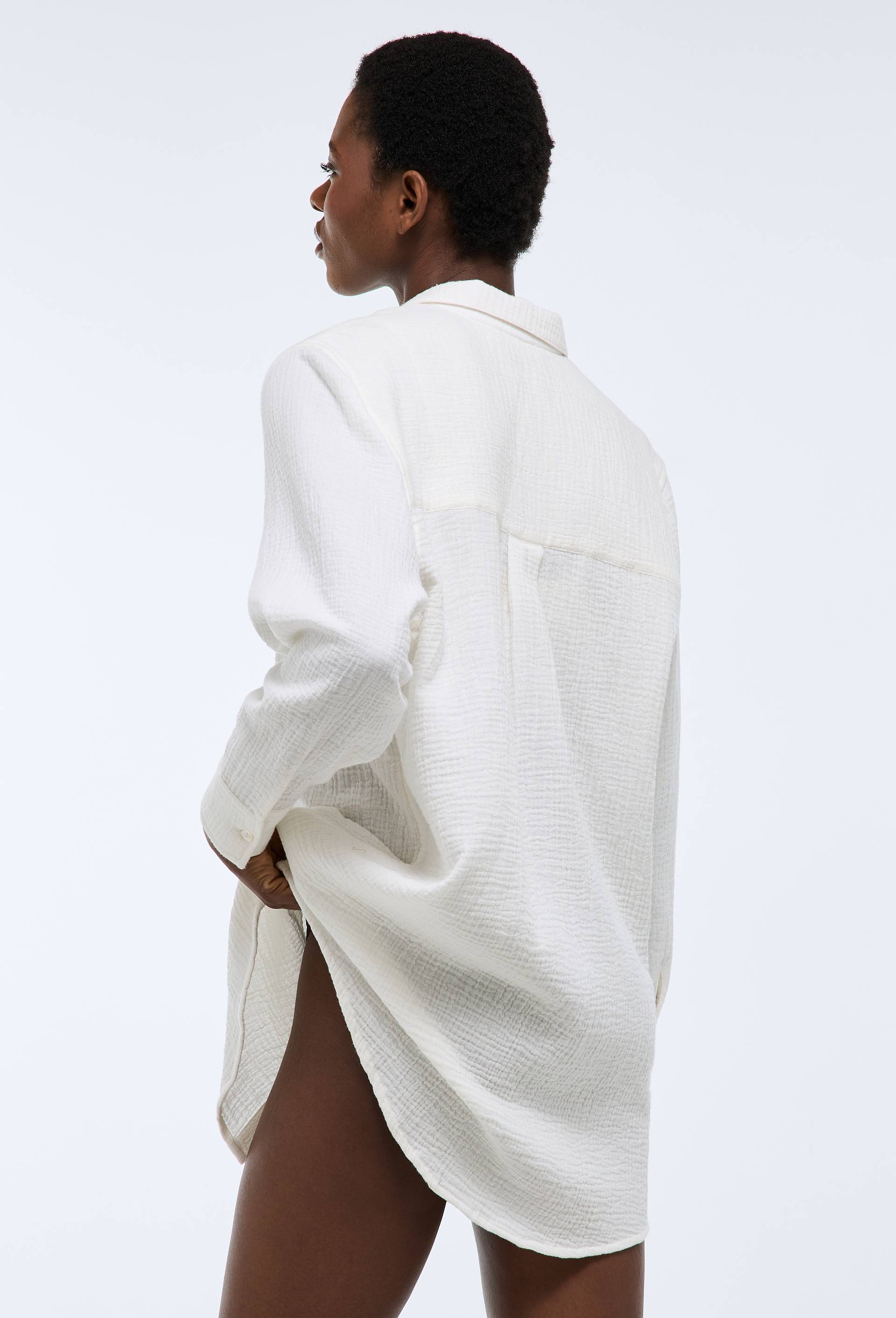 Chemise de plage en gaze de coton BIO GOTS, Blanc, large image number 1.0