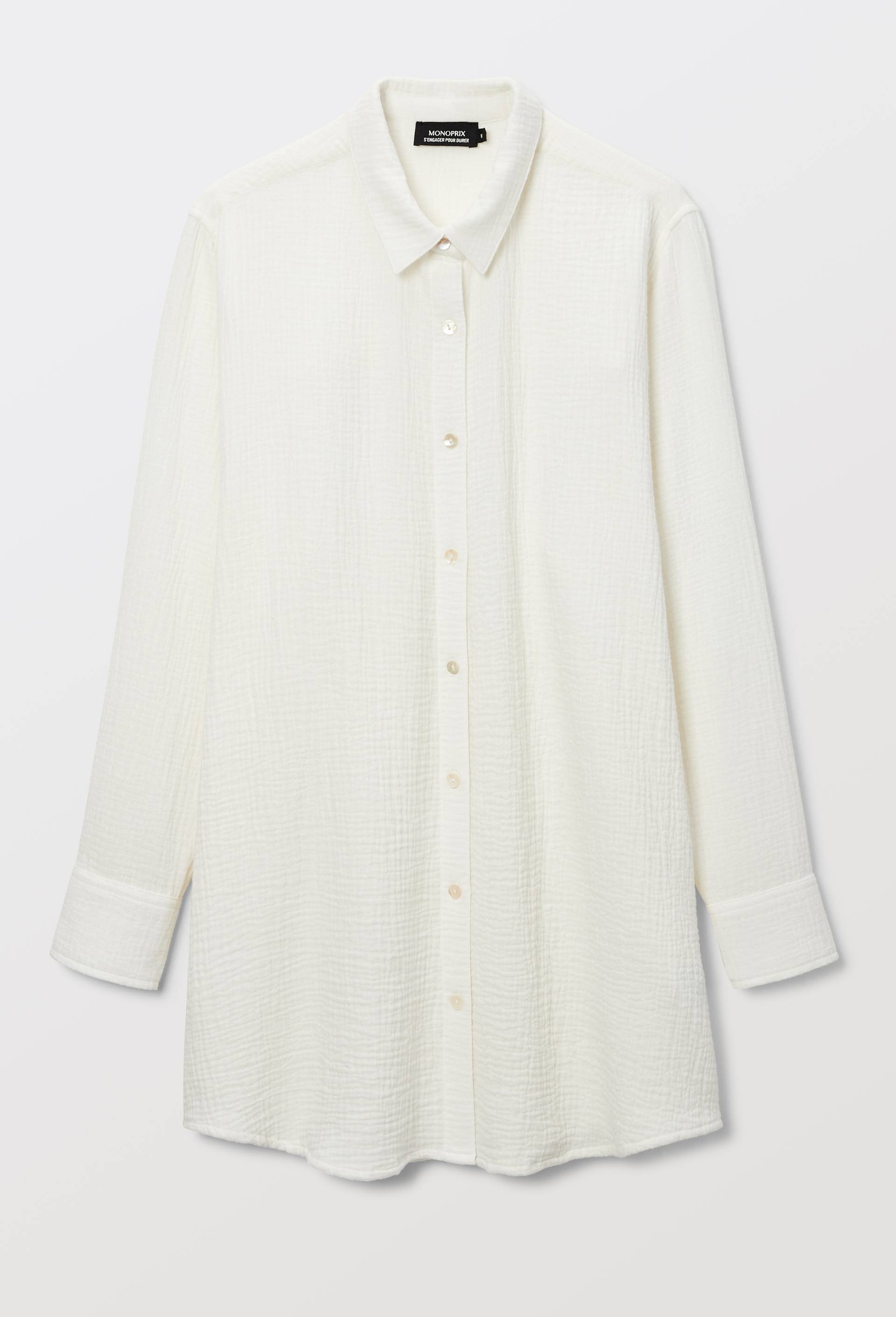 Chemise de plage en gaze de coton BIO GOTS, Blanc, large image number 2