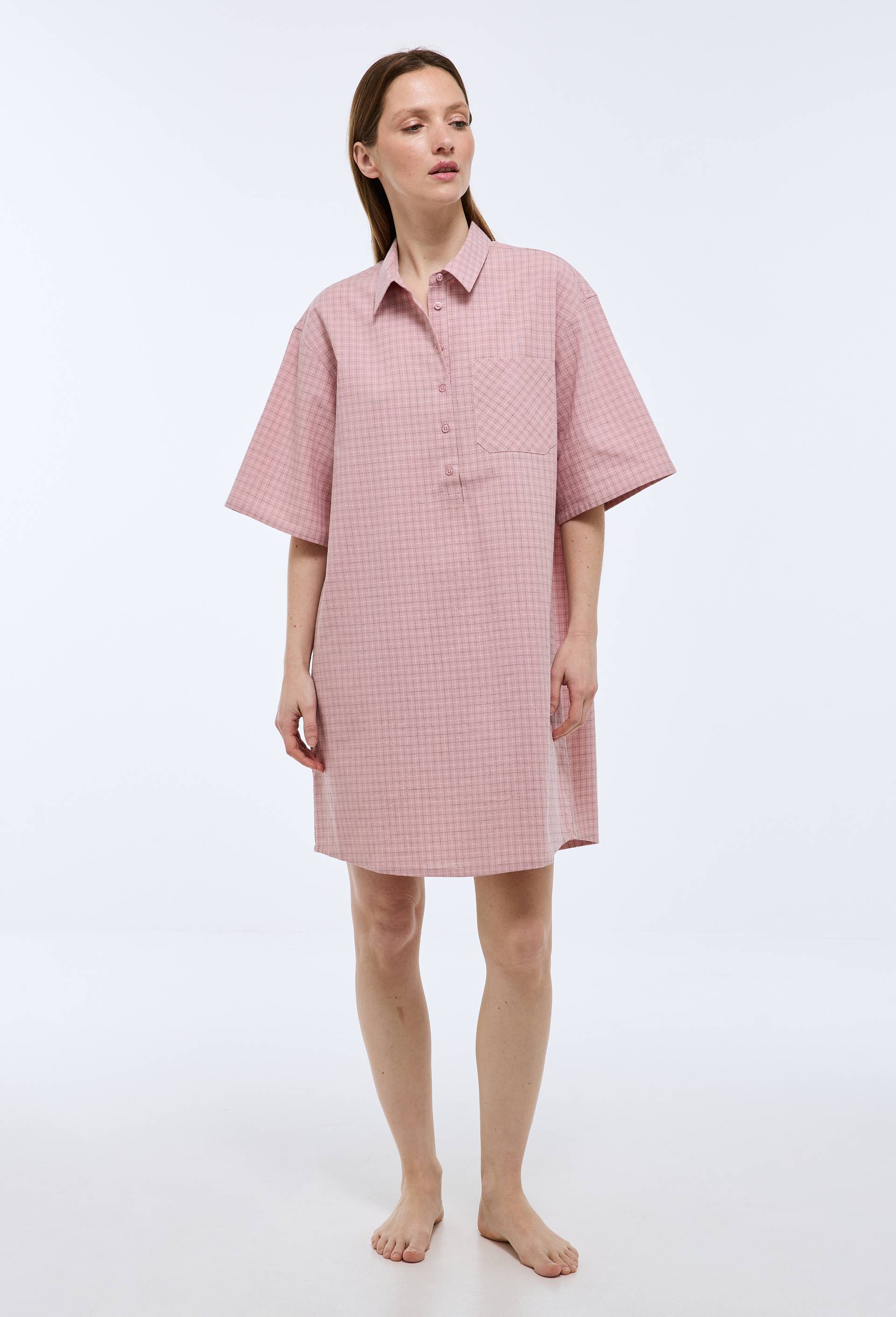Chemise de nuit manches longues en coton, Rose clair, large image number 0.0