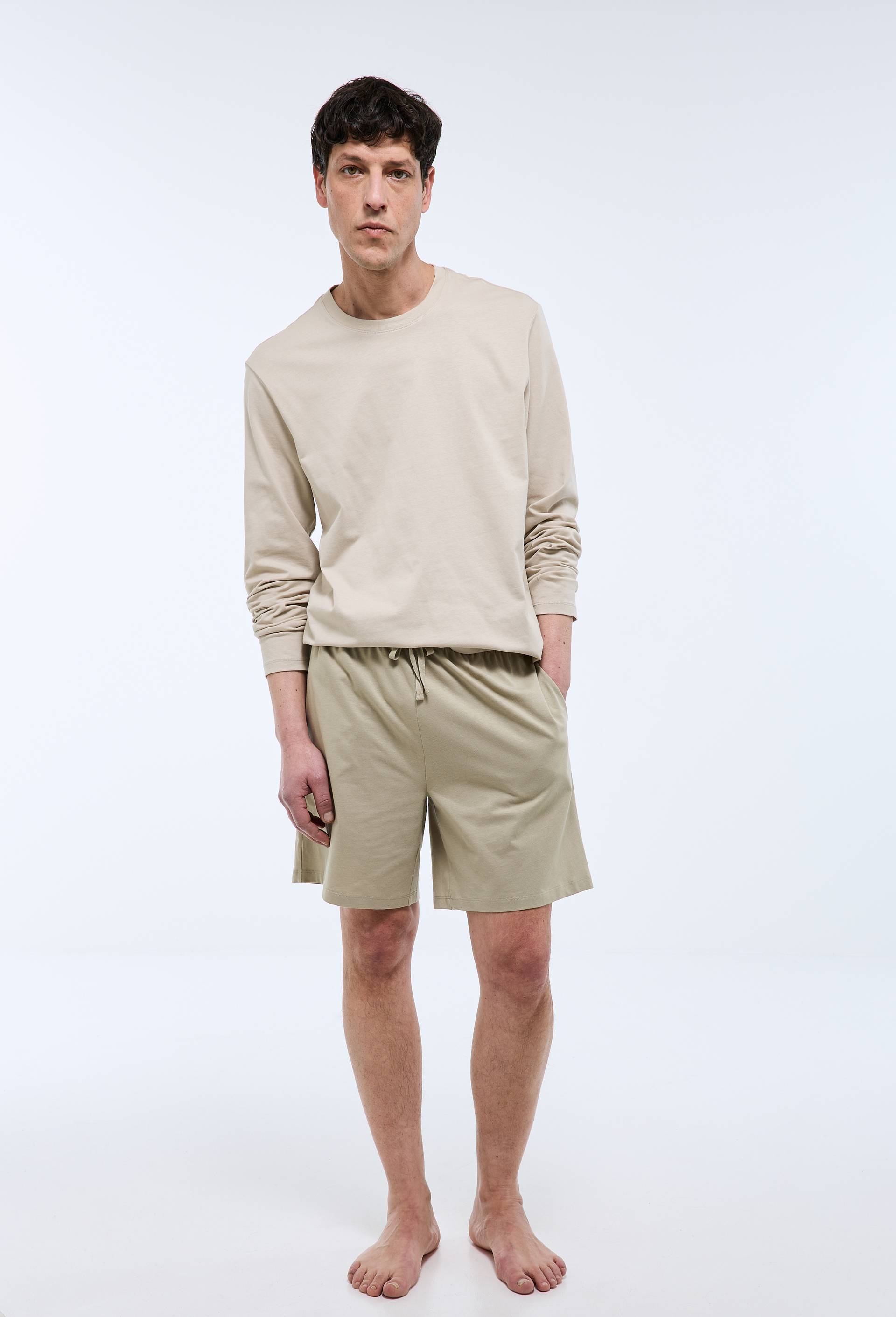 Bermuda en jersey de coton BIO GOTS, Beige, large image number 0