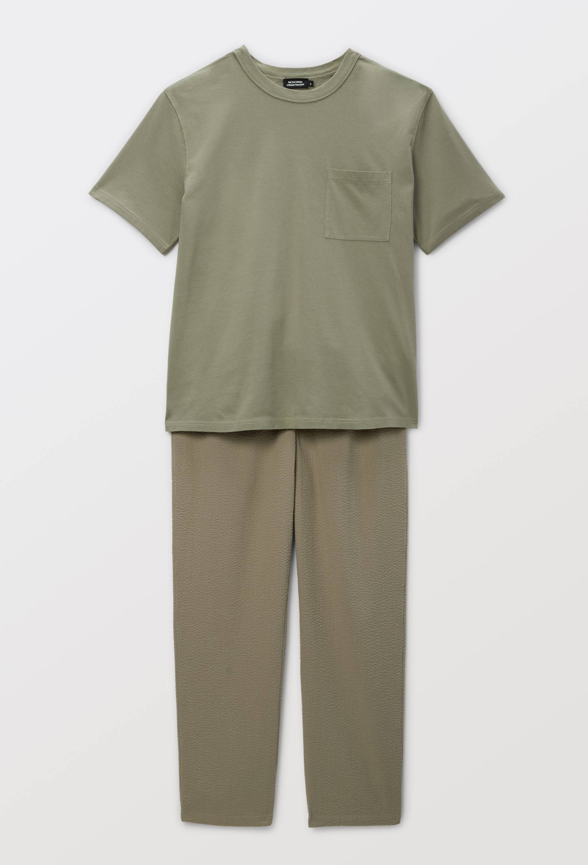 Pyjama T-shirt manches courtes et pantalon en coton BIO GOTS, Vert, large image number 2