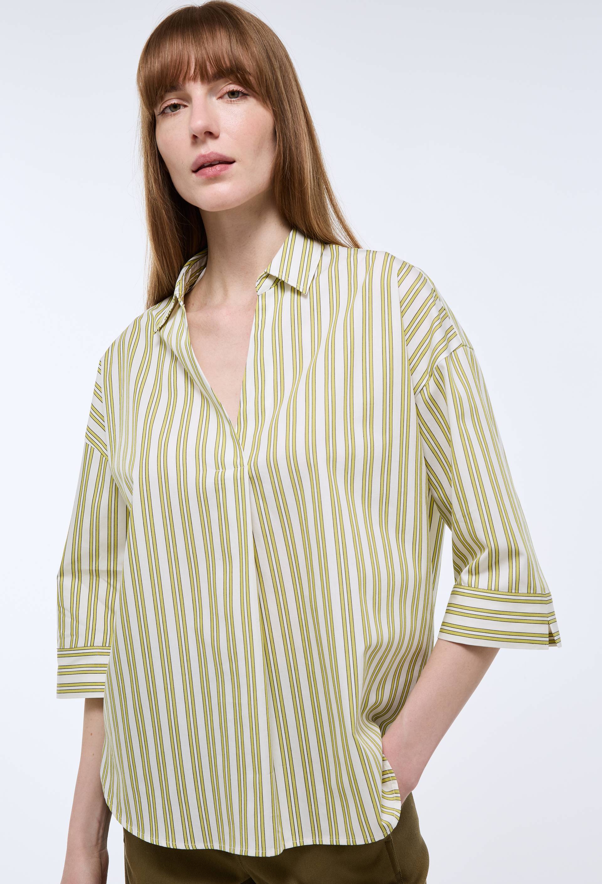 Blouse manches trois quarts unie en coton BIO GOTS, Vert clair, large image number 0