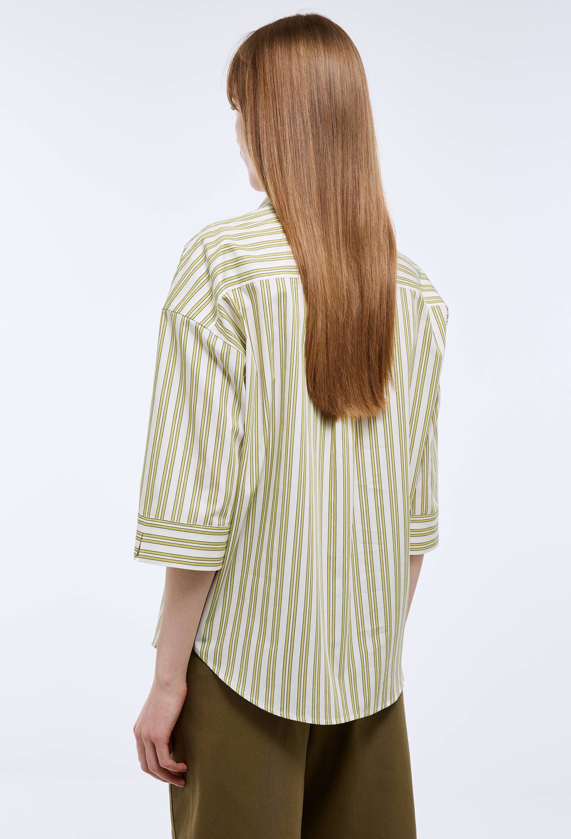 Blouse manches trois quarts unie en coton BIO GOTS, Vert clair, large image number 1