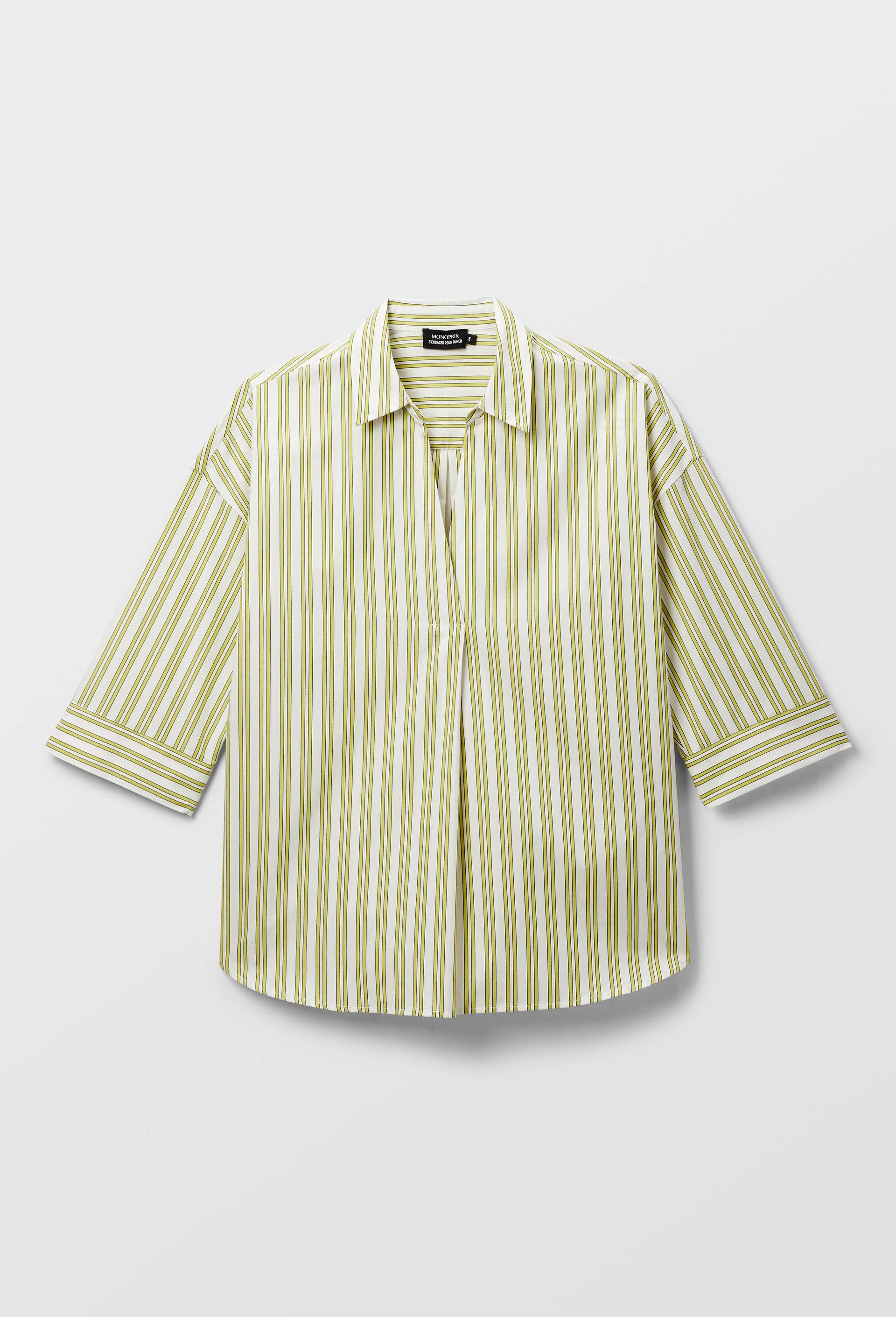 Blouse manches trois quarts unie en coton BIO GOTS, Vert clair, large image number 2