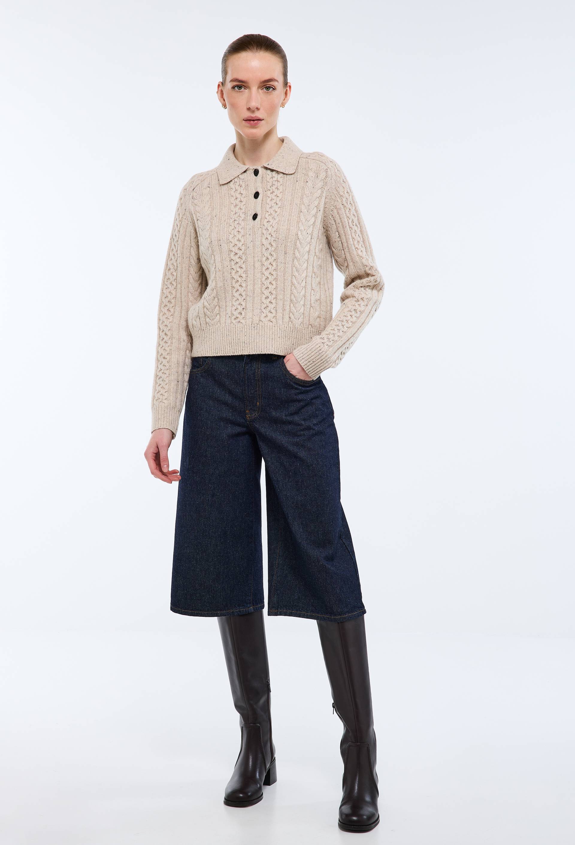 Jupe culotte en jean, Bleu fonc&eacute;, large image number 0