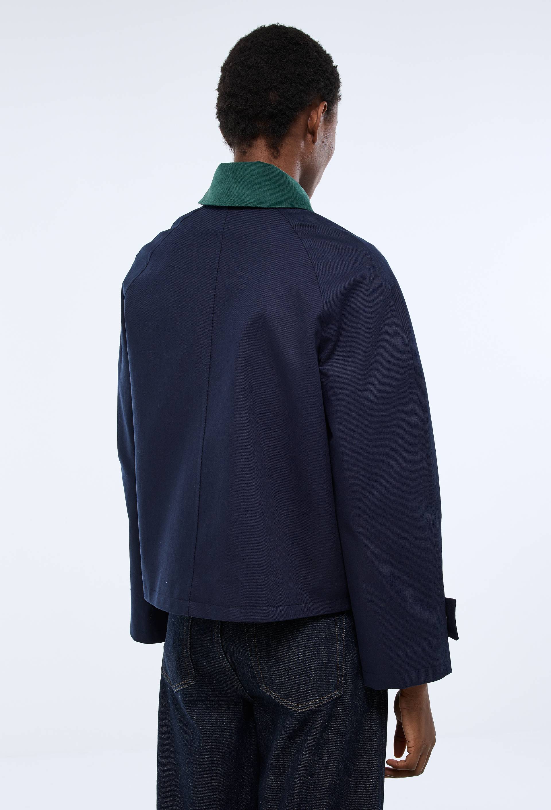 Veste courte col velours contenant du coton, Bleu, large image number 1.0