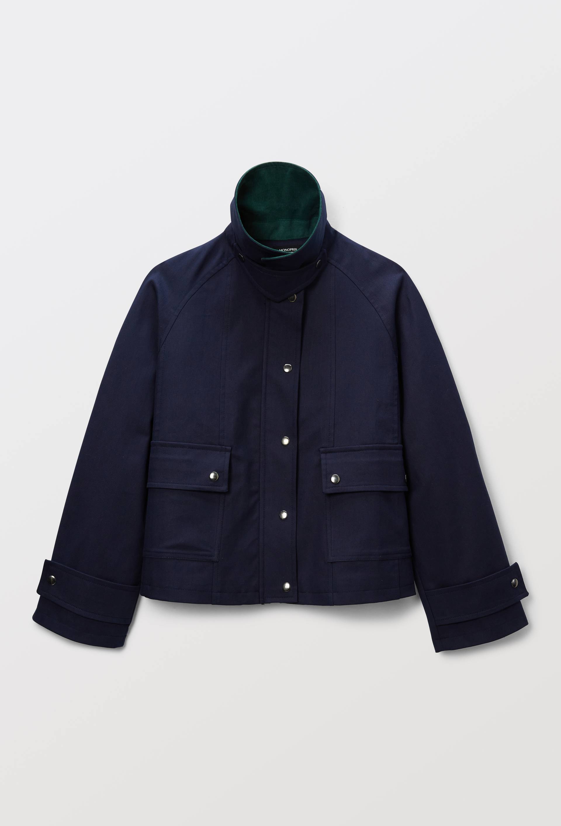 Veste courte col velours contenant du coton, Bleu, large image number 2.0