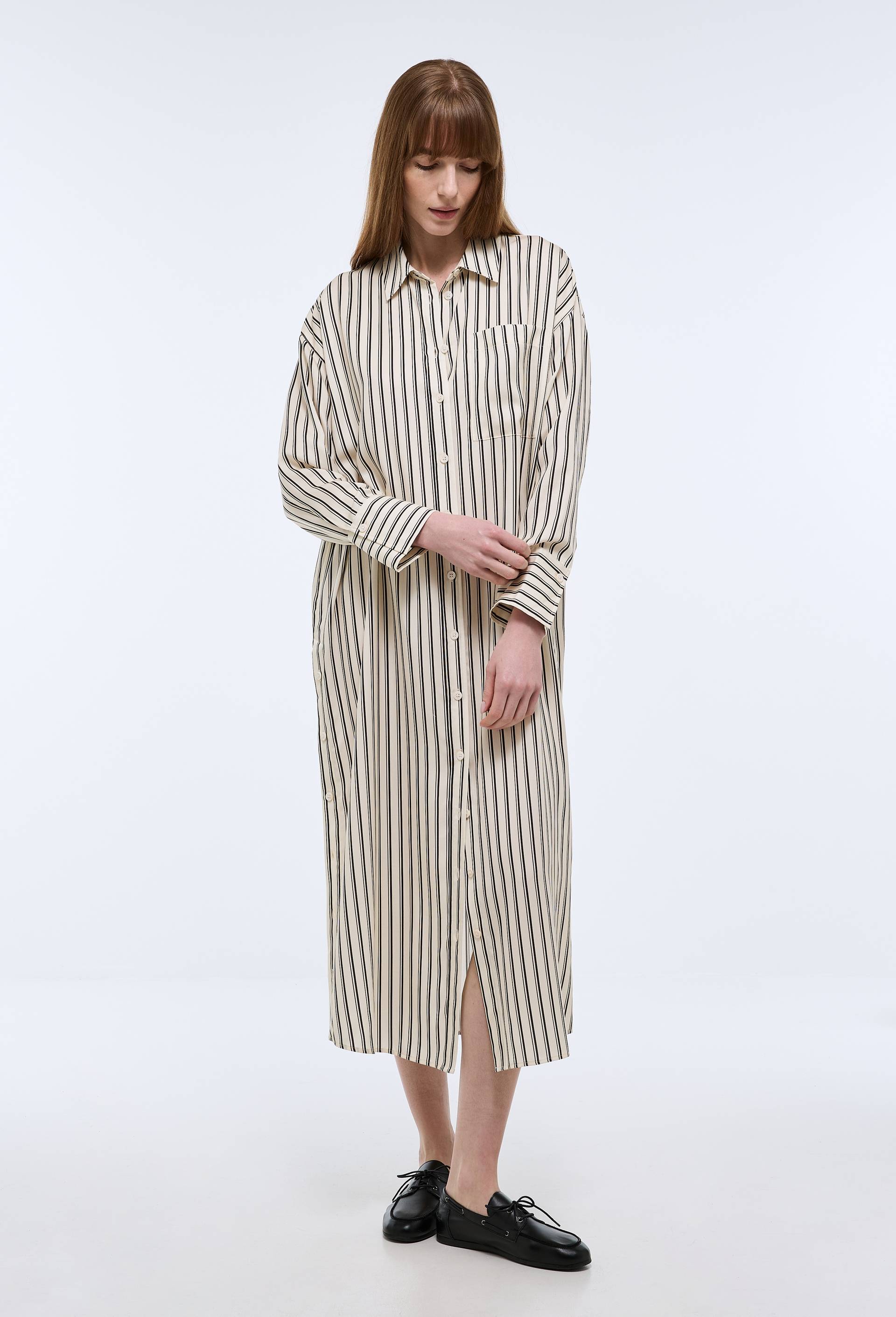 Robe chemise ray&eacute;e, Ecru, large image number 1.0