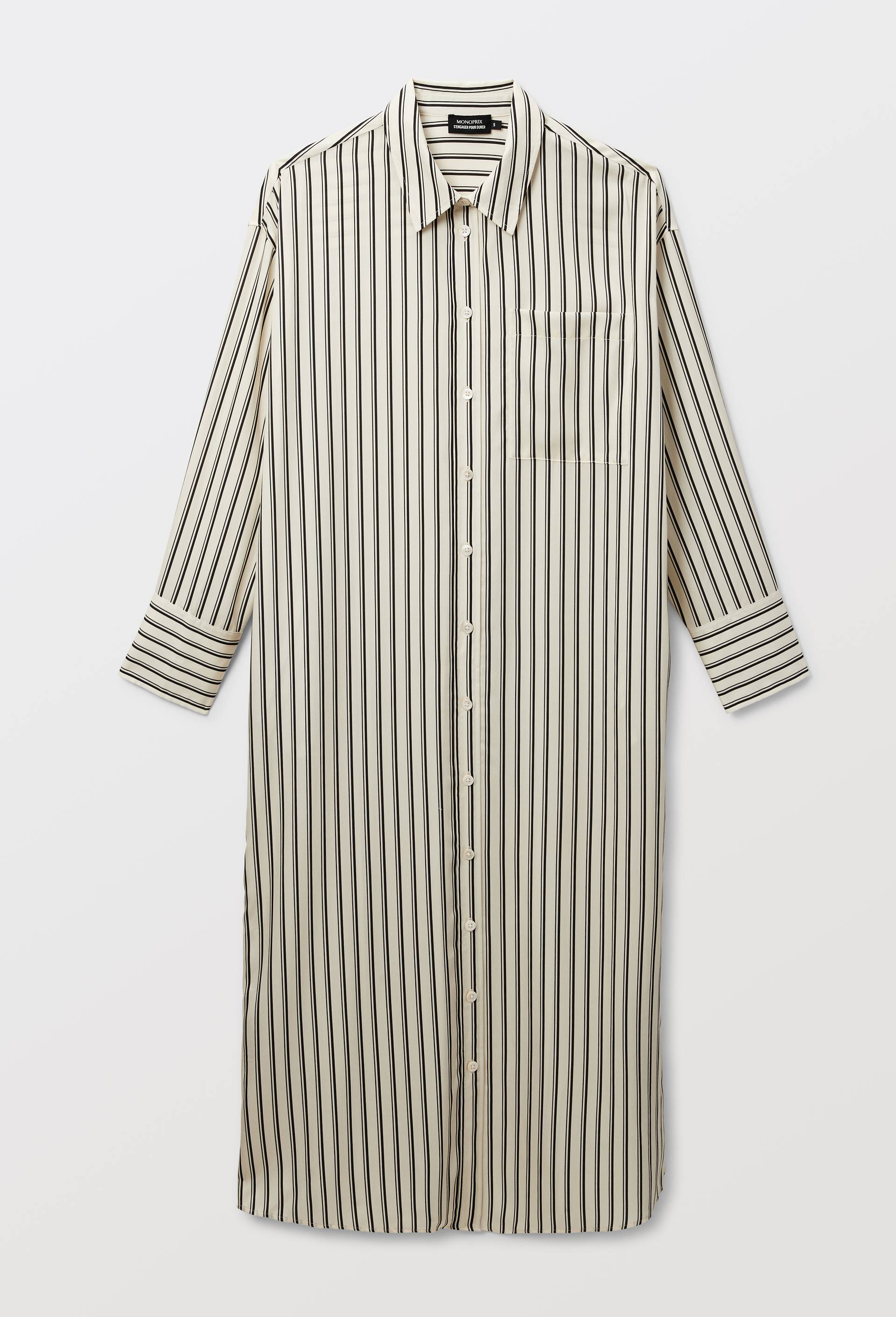 Robe chemise ray&eacute;e, Ecru, large image number 4
