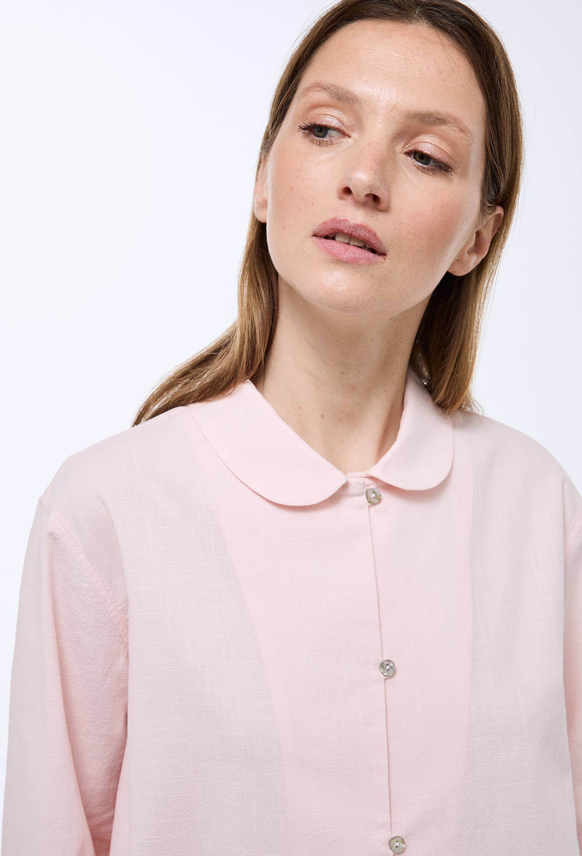 Pyjama long en coton slub, Rose clair, large image number 1