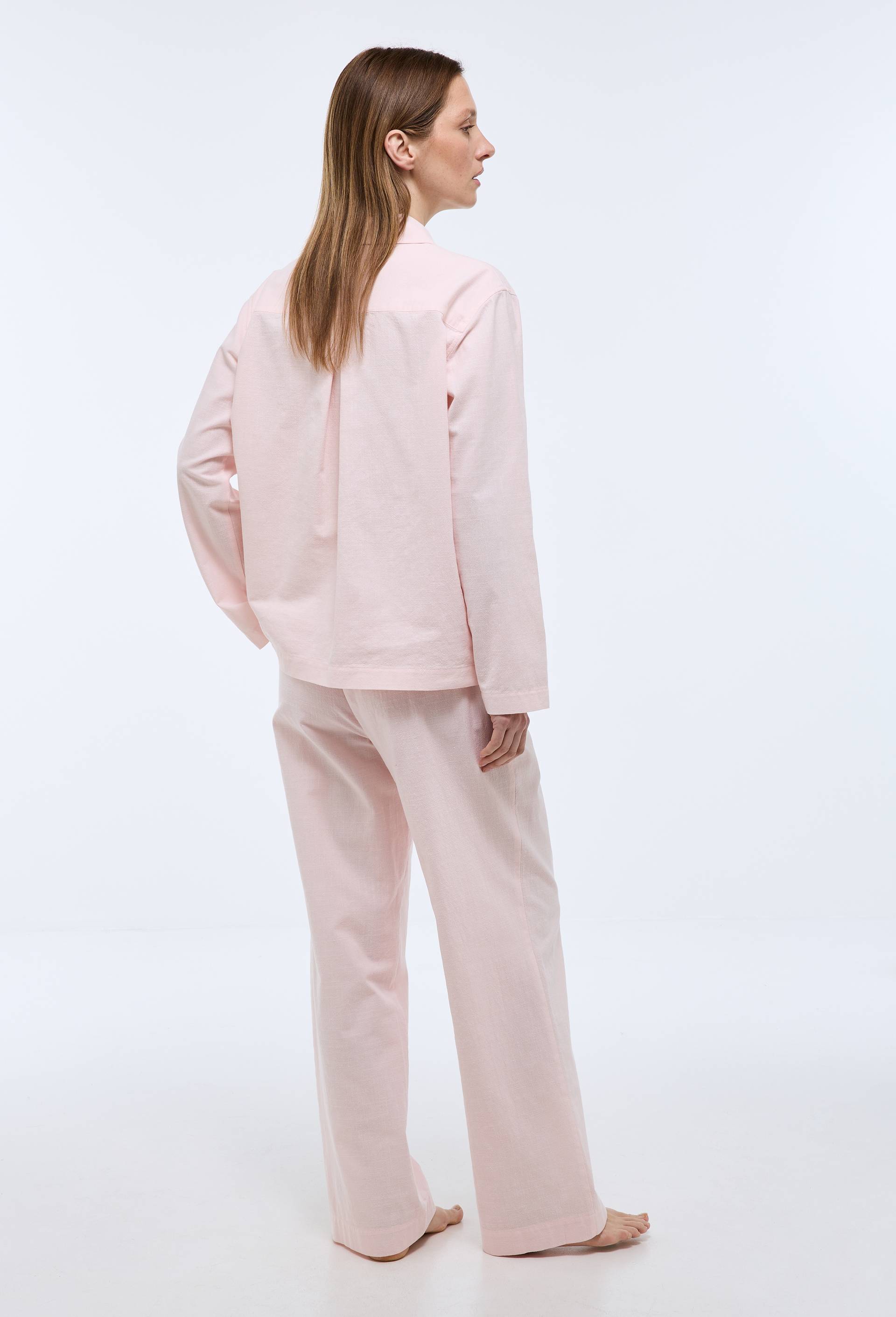 Pyjama long en coton slub, Rose clair, large image number 2