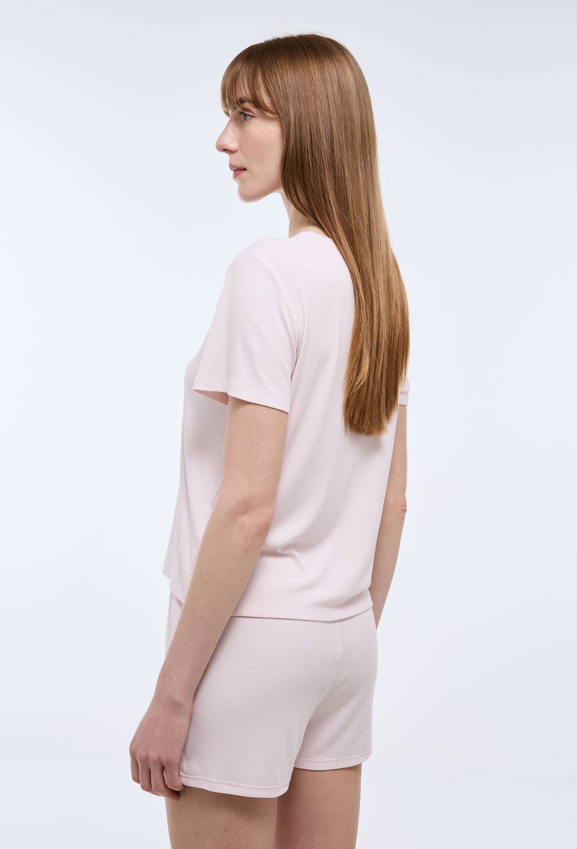T-shirt manches courtes en modal et d&eacute;tails en mesh, Rose clair, large image number 1.0