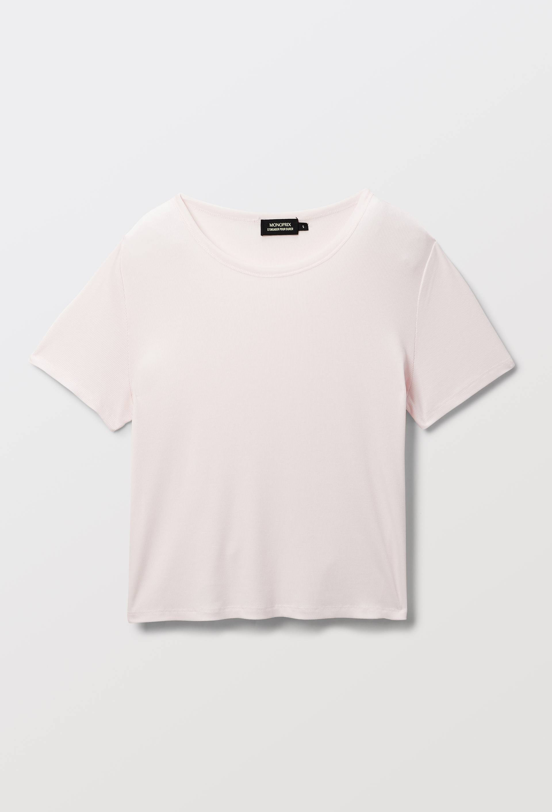 T-shirt manches courtes en modal et d&eacute;tails en mesh, Rose clair, large image number 2.0